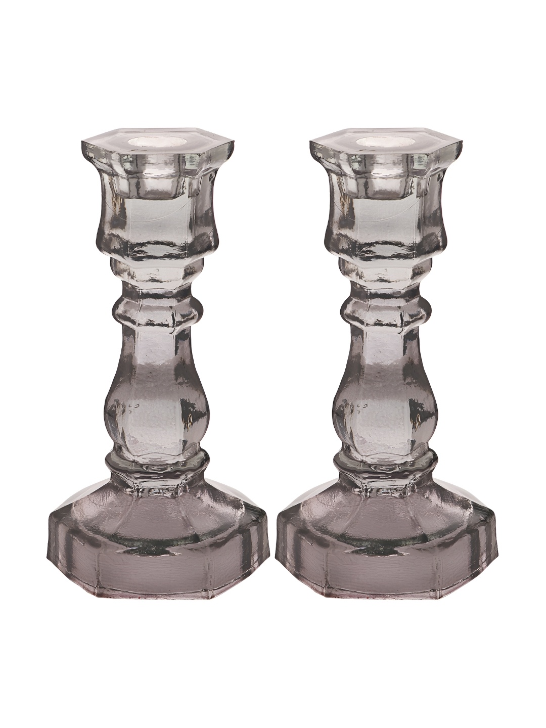 

Clovefry Transparent 2 Pieces Glass Candle Holders