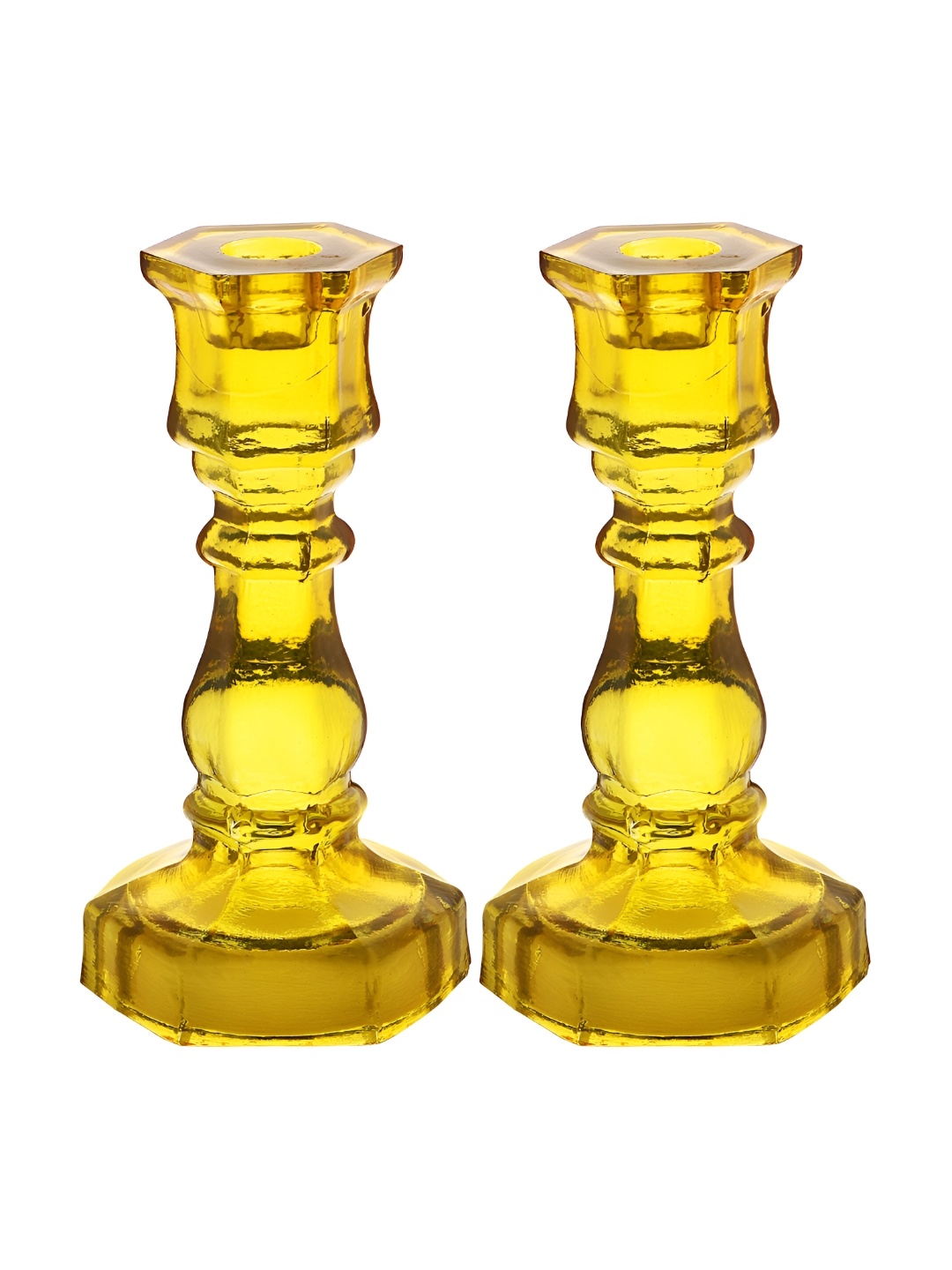

Clovefry Yellow 4 Pieces Glass Candle Holders