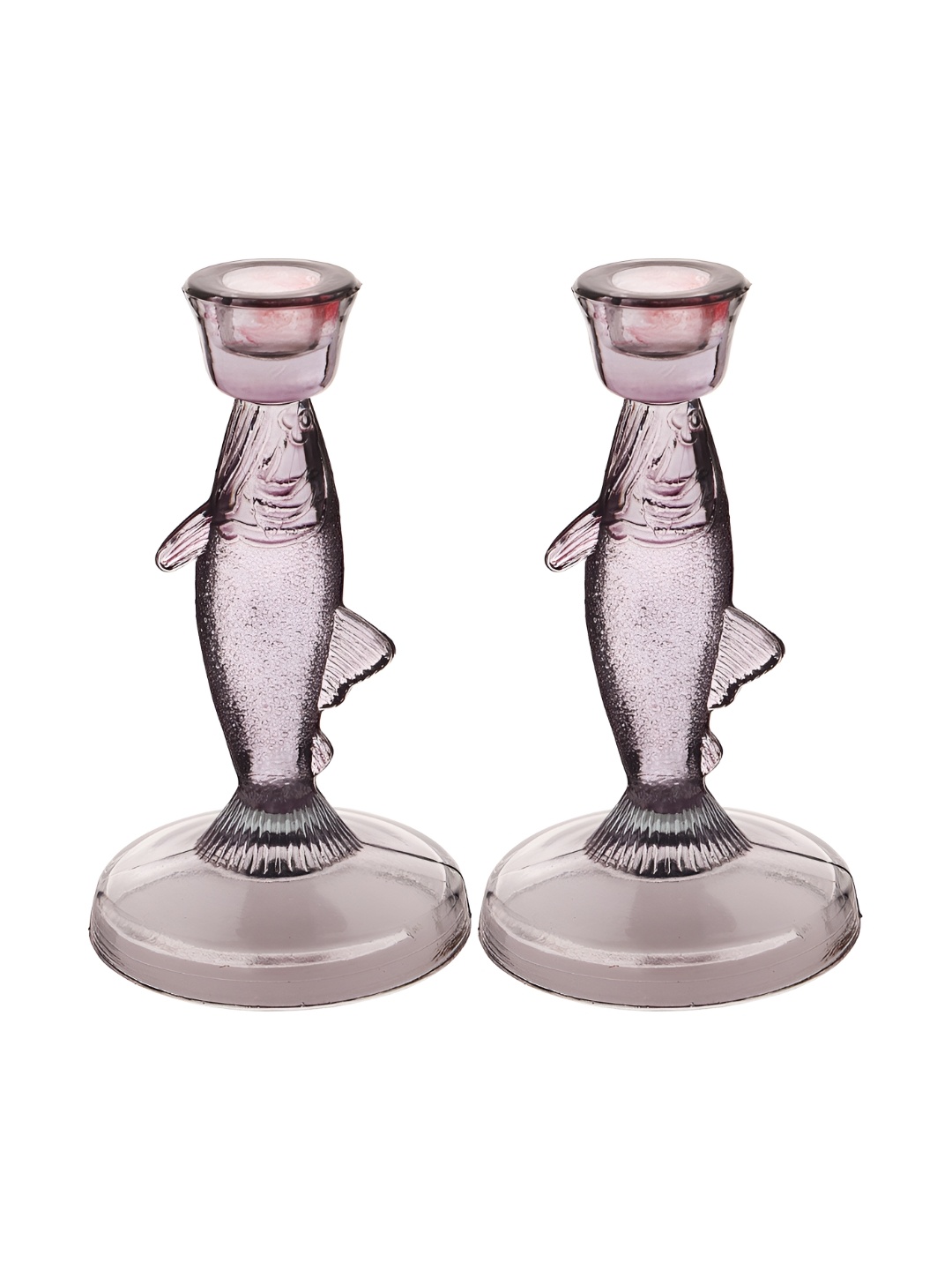 

Clovefry Transparent 2 Pieces Glass Candle Holders