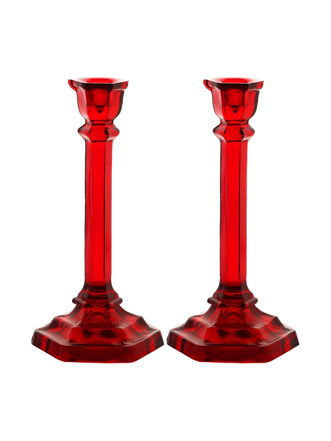 

Clovefry Blue 2 Pieces Textured Candle Holder, Red