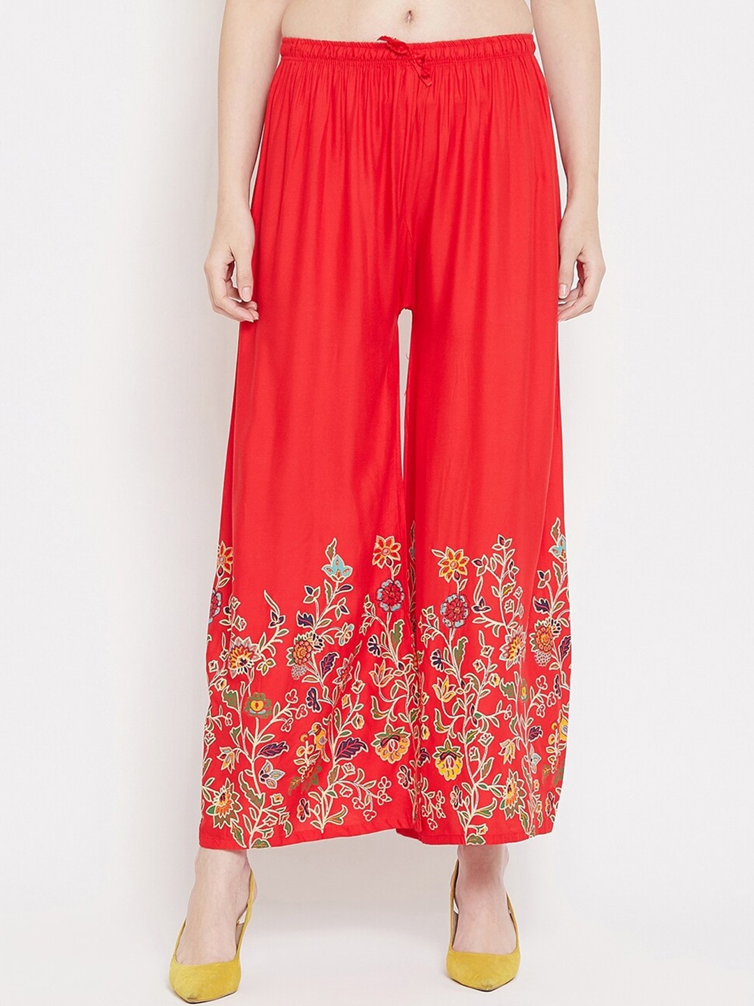 

Castle Lifestyle Floral Printed Wide Leg Fit Palazzo, Red