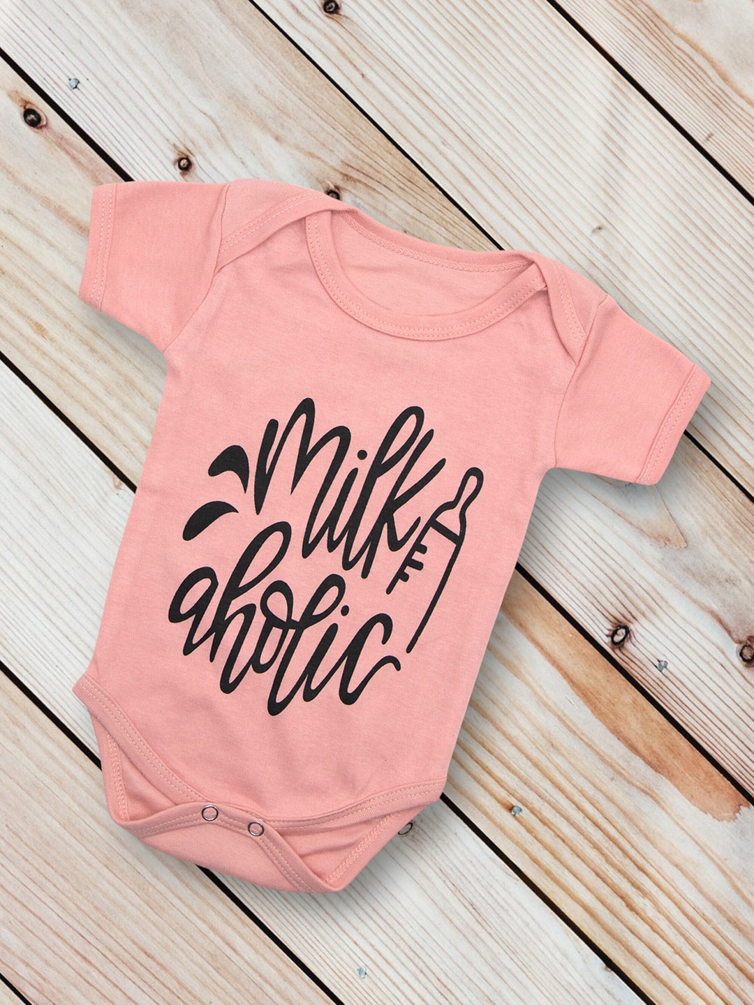 

BAESD Infants Typography Printed Cotton Bodysuit, Peach