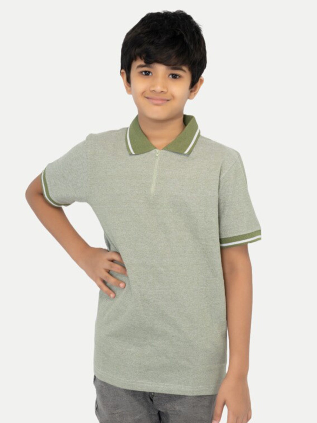 

BAESD Boys Polo Collar Short Sleeves Cotton Slim Fit T-shirt, Green