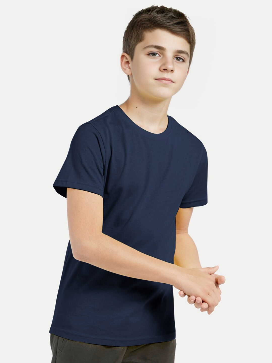 

BAESD Boys Round Neck Short Sleeves Cotton Regular T-shirt, Navy blue