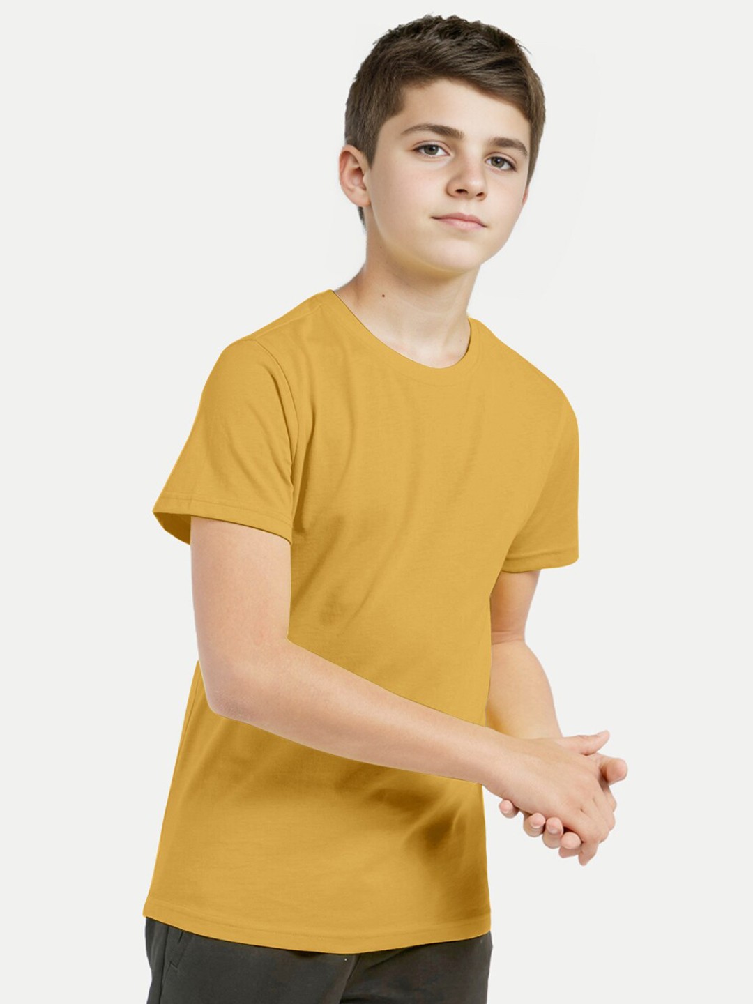 

BAESD Boys Round Neck Cotton T-shirt, Yellow