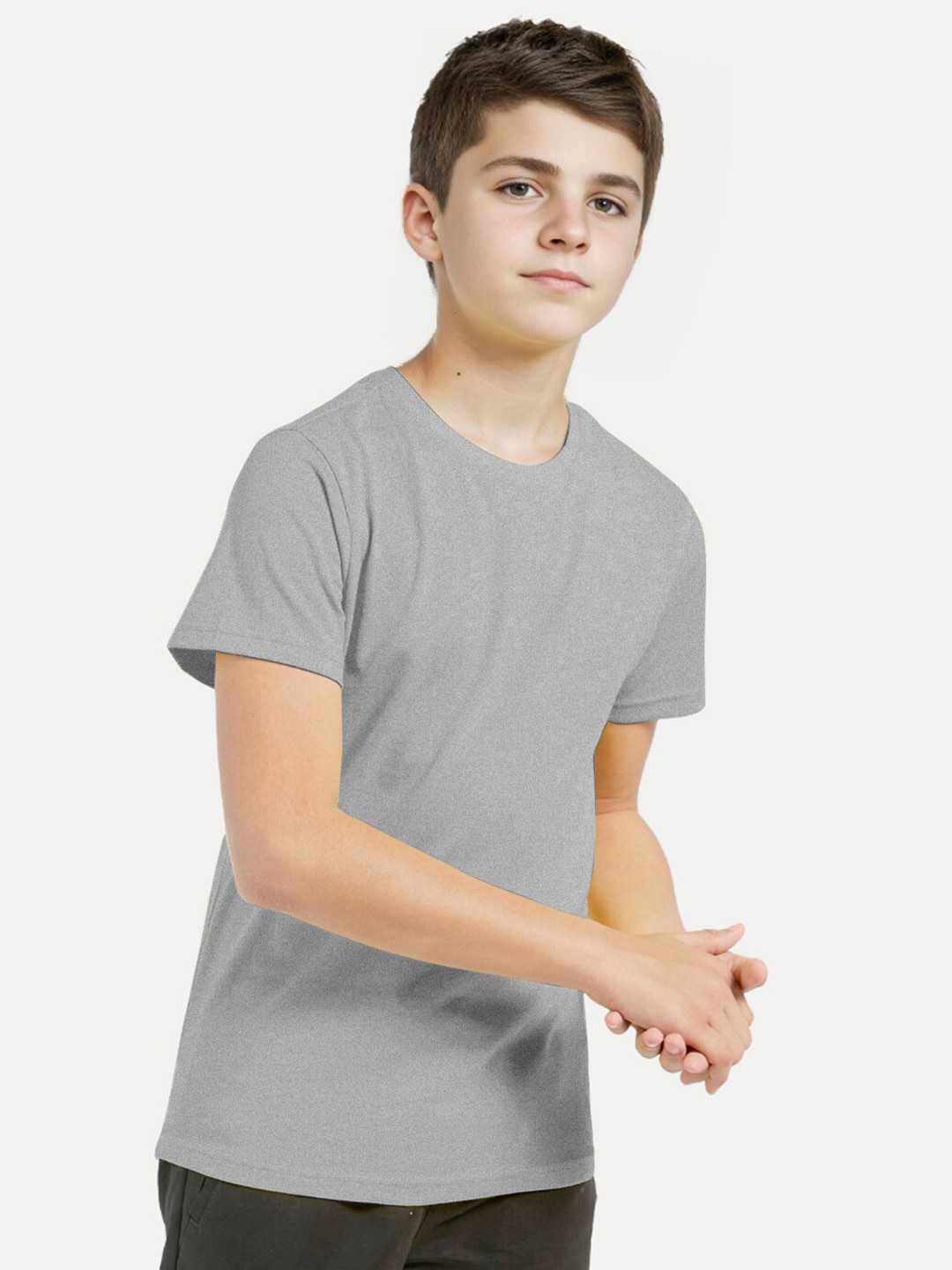 

BAESD Boys Round Neck Cotton T-shirt, Grey