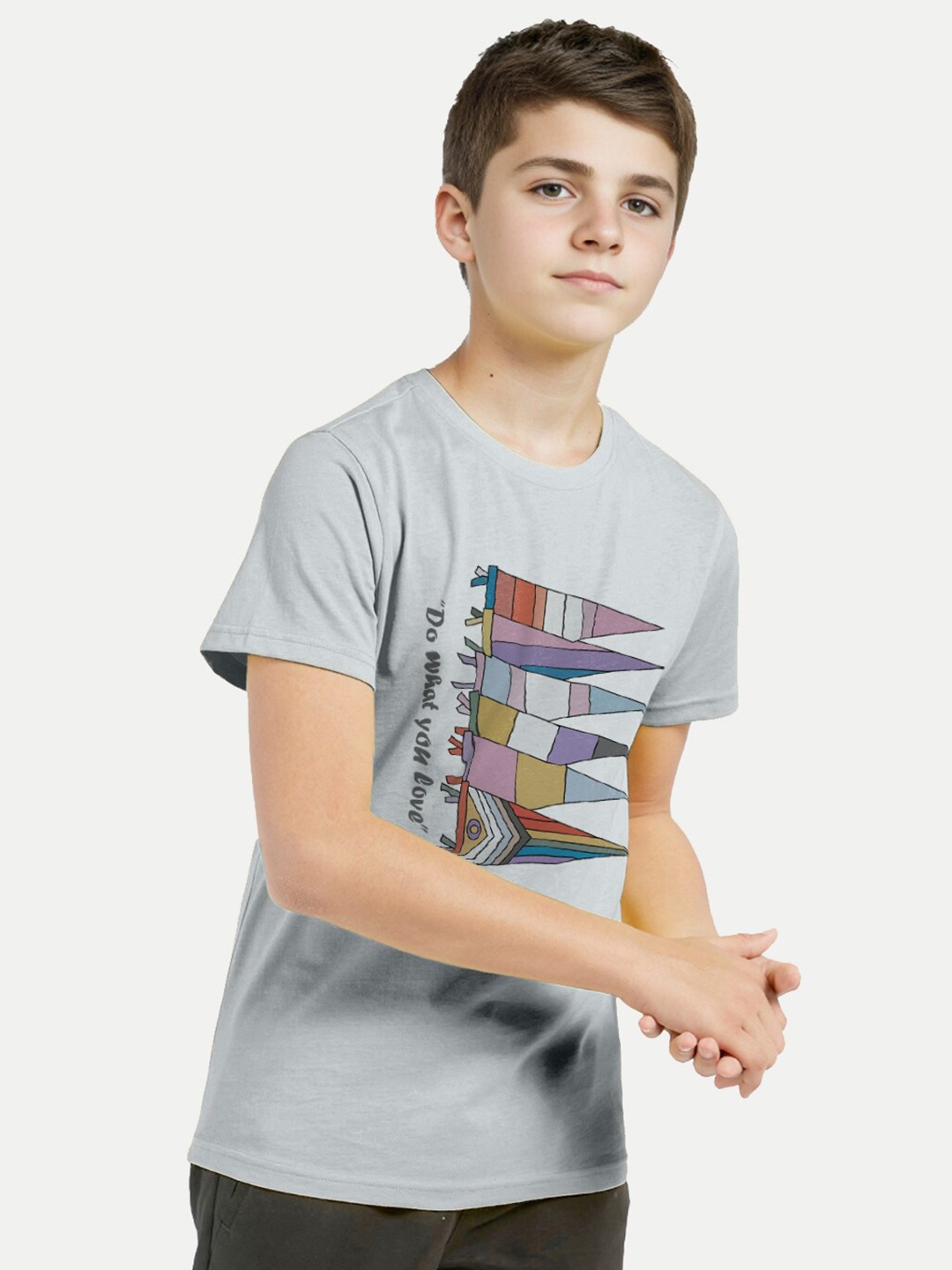

BAESD Boys Graphic Printed Cotton T-shirt, Silver