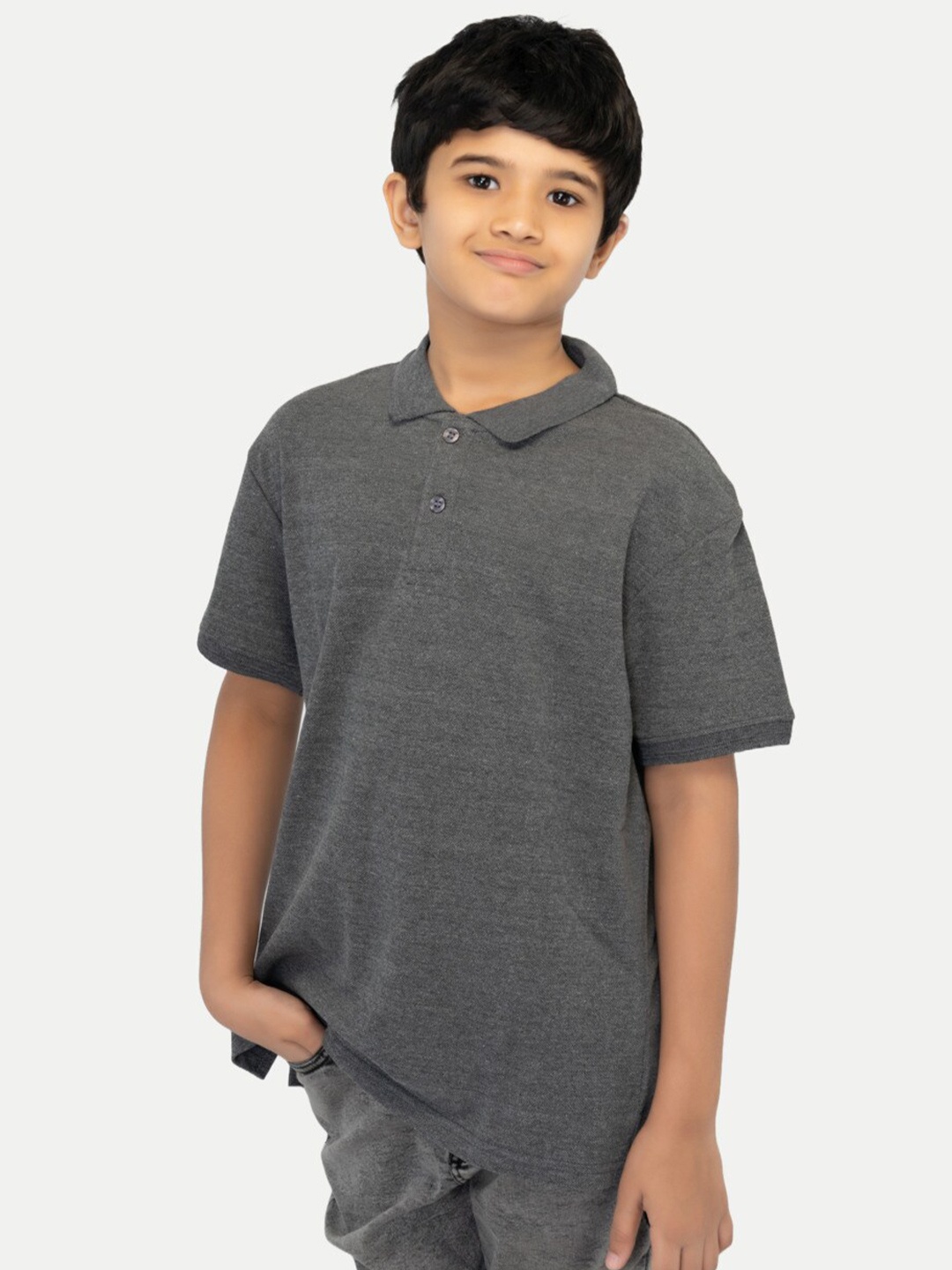 

BAESD Boys Polo Collar Short Sleeves Cotton T-shirt, Grey