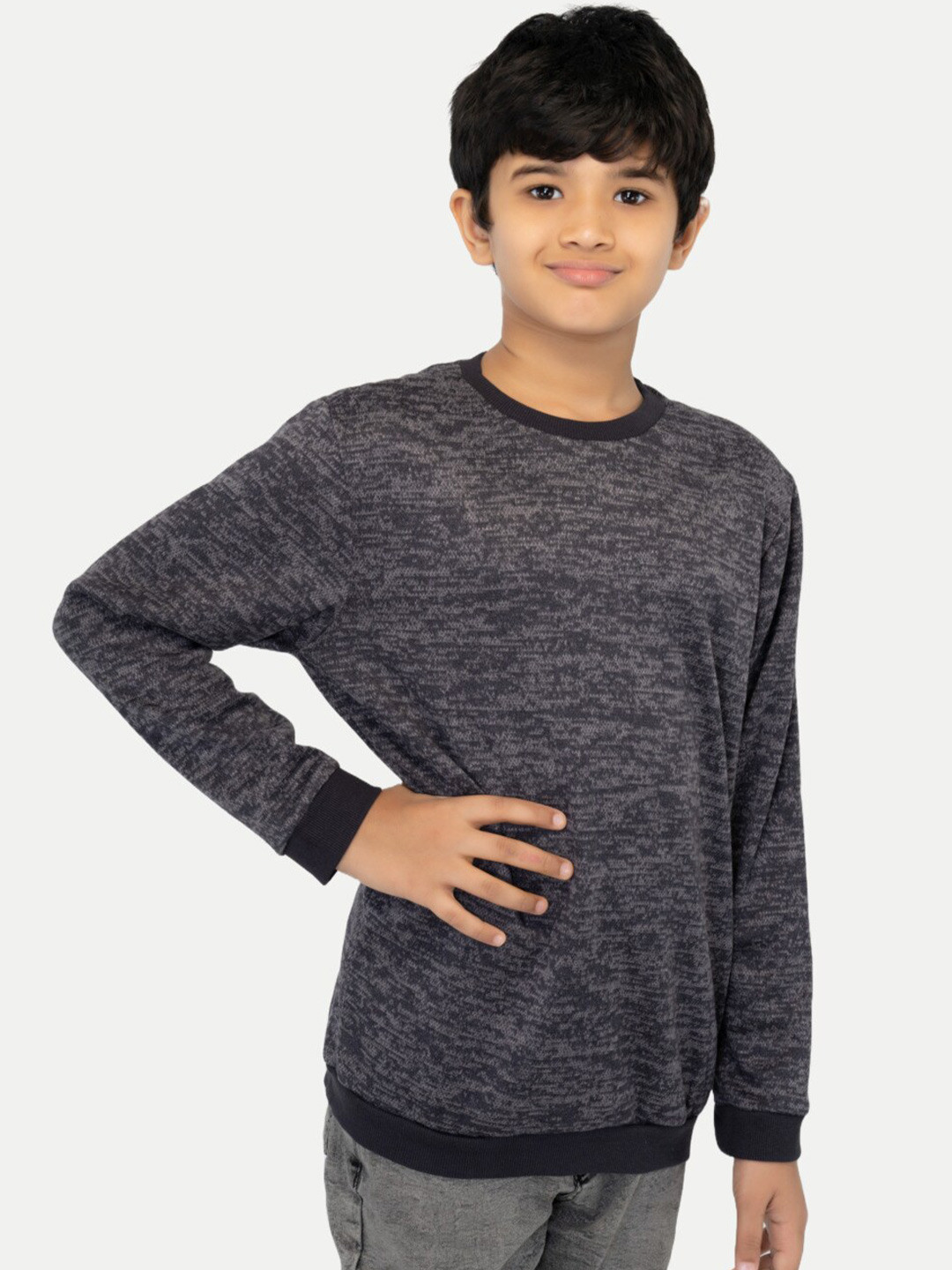 

BAESD Boys Self Design Sweatshirt, Grey