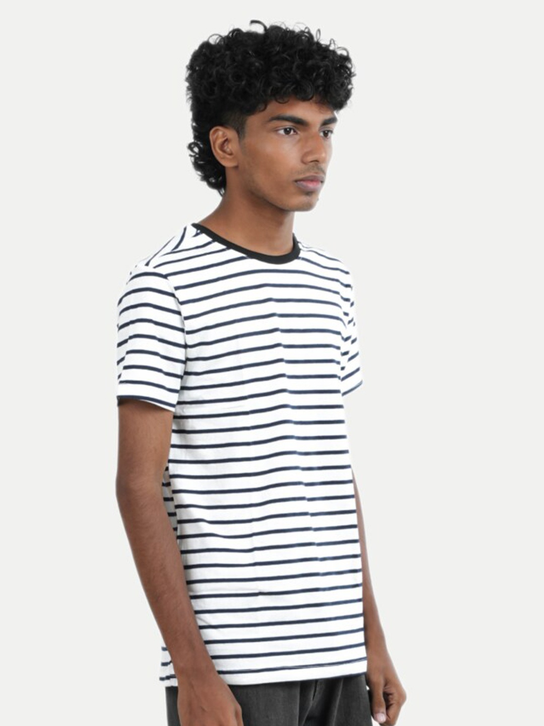 

BAESD Boys Striped Round Neck Short Sleeves Pure Cotton T-shirt, White