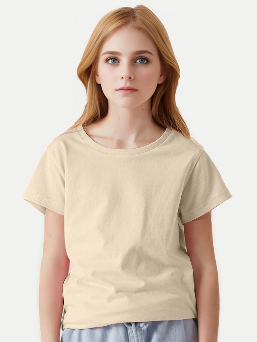 

BAESD Girls Round Neck Short Sleeves Cotton Regular T-shirt, Yellow