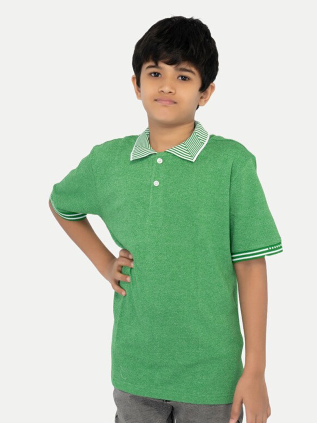 

BAESD Boys Polo Collar Slim Fit Pure Cotton T-shirt, Green