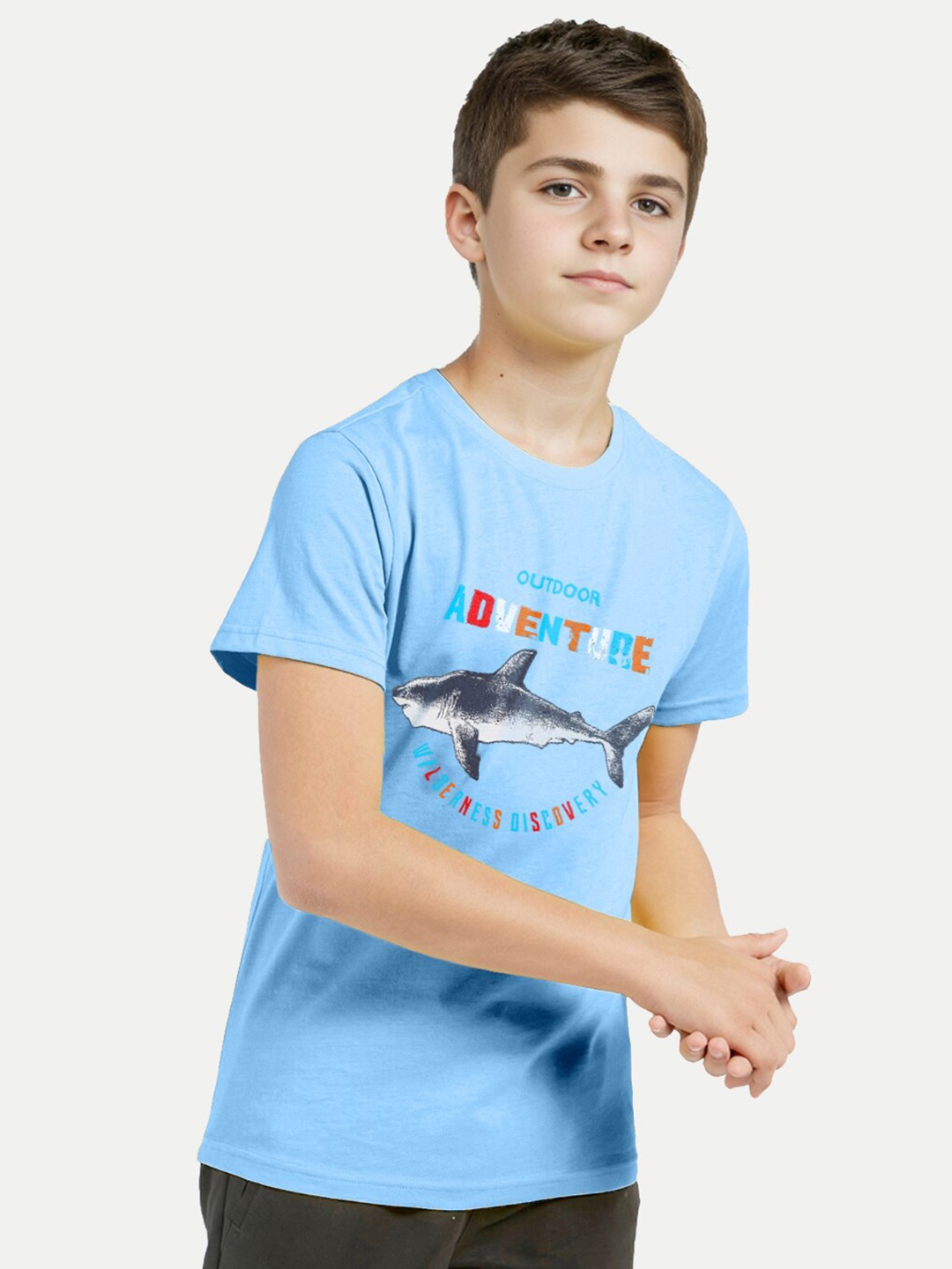

BAESD Boys Typography Printed Cotton T-shirt, Blue