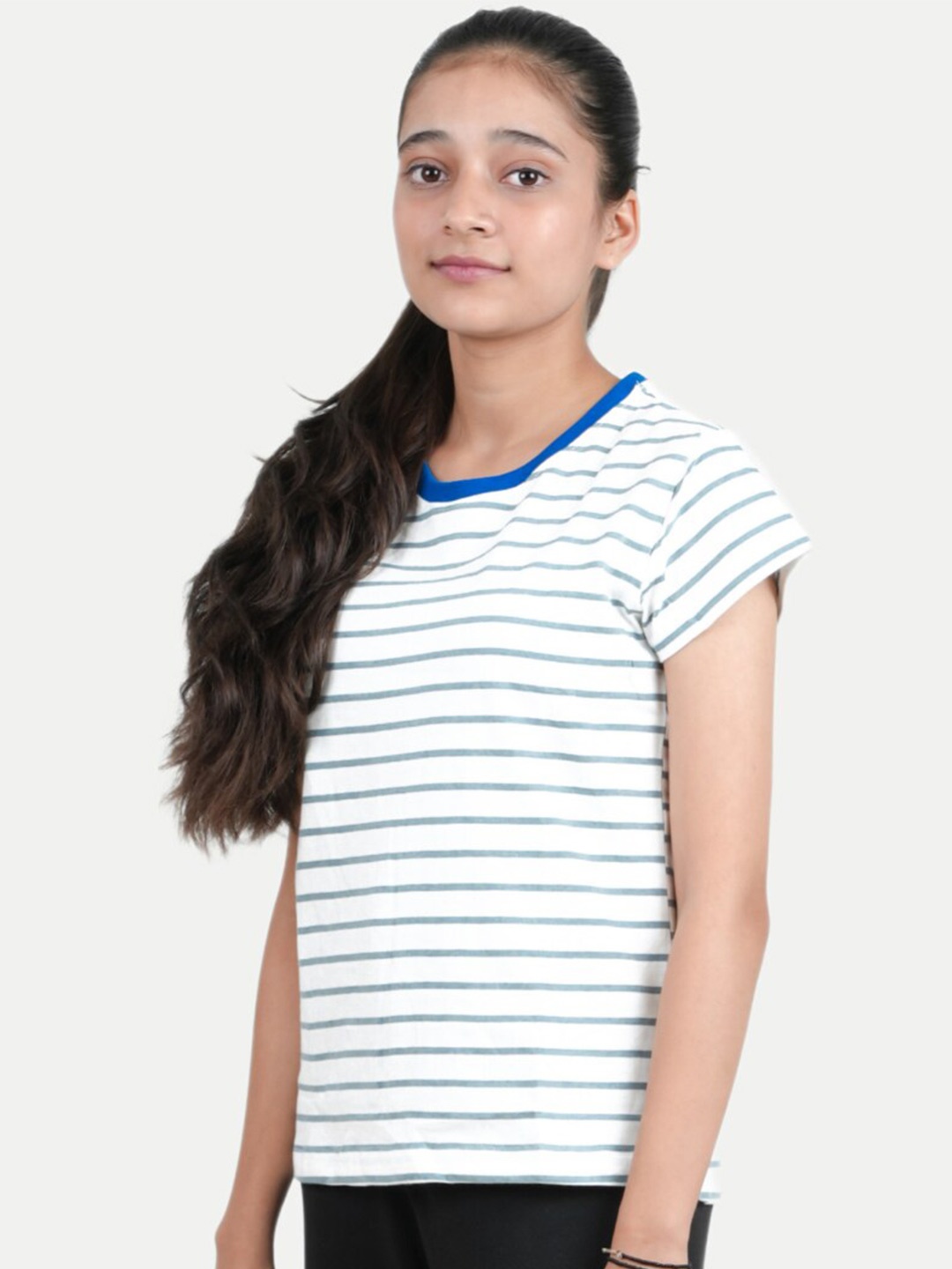 

BAESD Boys Striped Crew Neck Pure Cotton T-shirt, White