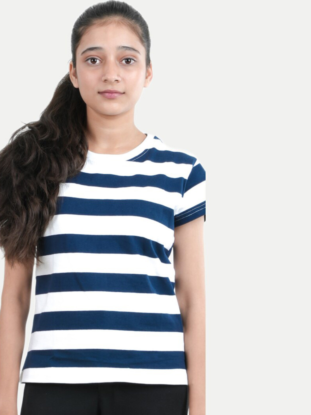 

BAESD Girls Striped Pure Cotton T-shirt, White