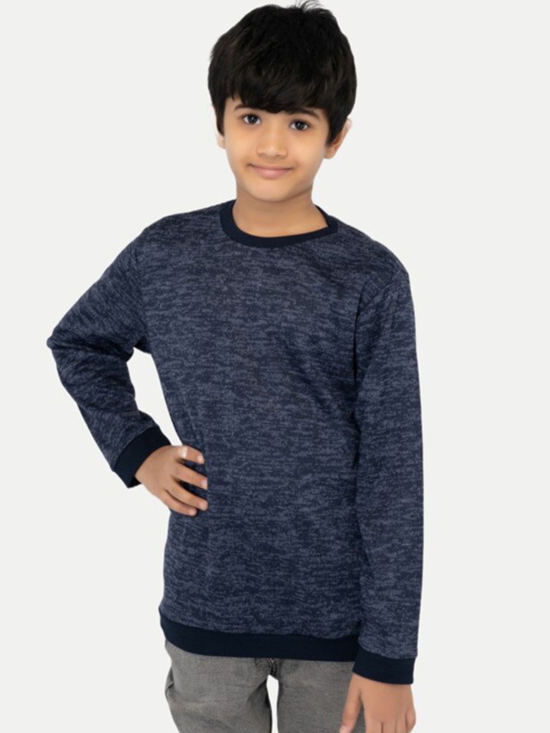 

BAESD Boys Abstract Printed Long Sleeves Round Neck T-shirt, Navy blue