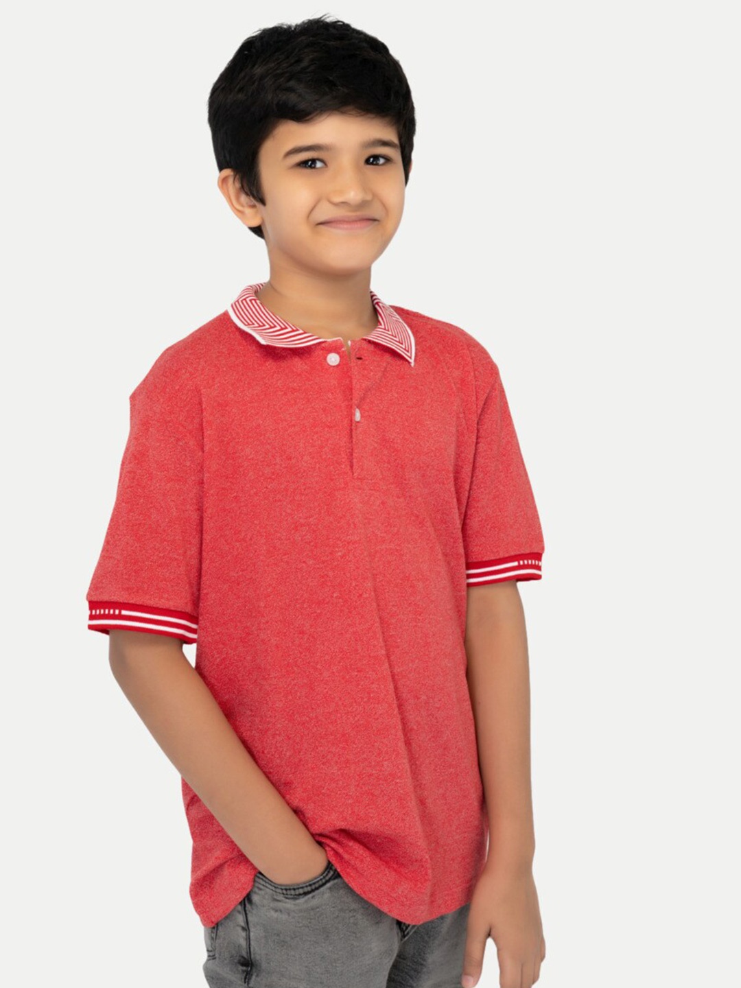 

BAESD Boys Polo Collar Short Sleeves Cotton Slim Fit T-shirt, Red