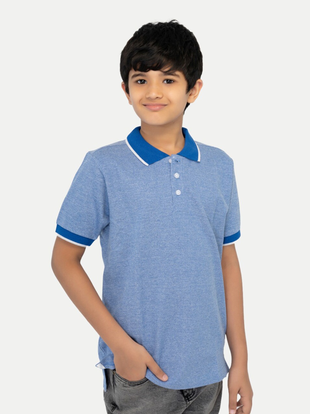 

BAESD Boys Polo Collar Cotton Slim Fit T-shirt, Blue