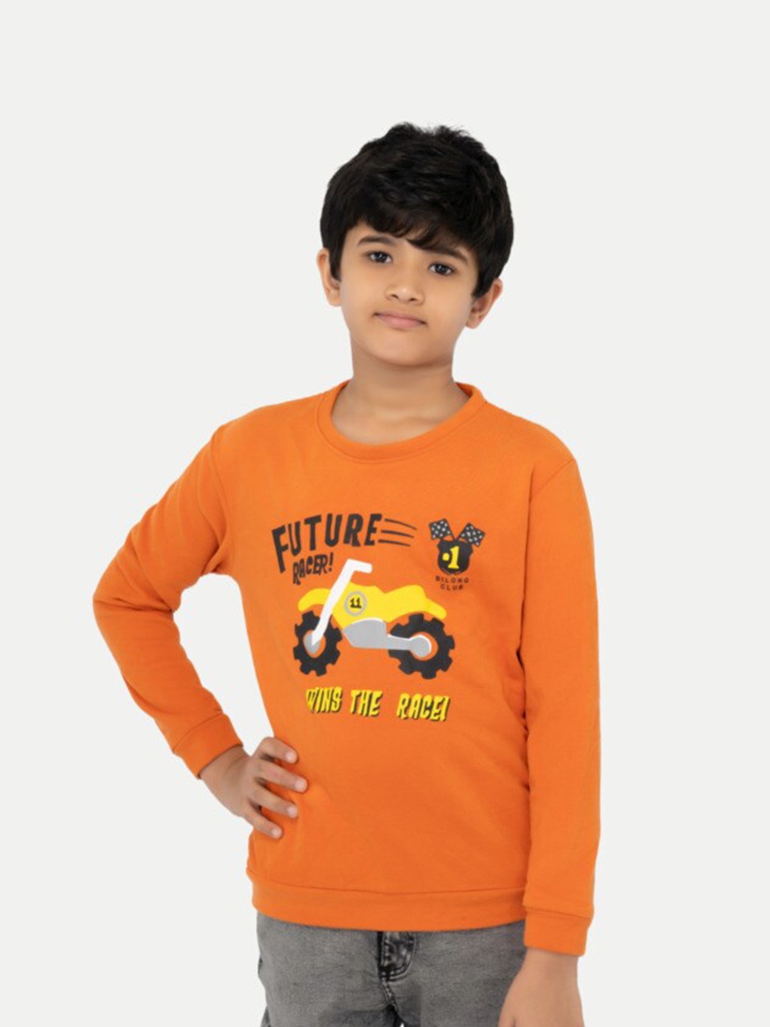 

BAESD Boys Typography Printed Pullover Cotton Sweatshirt, Orange