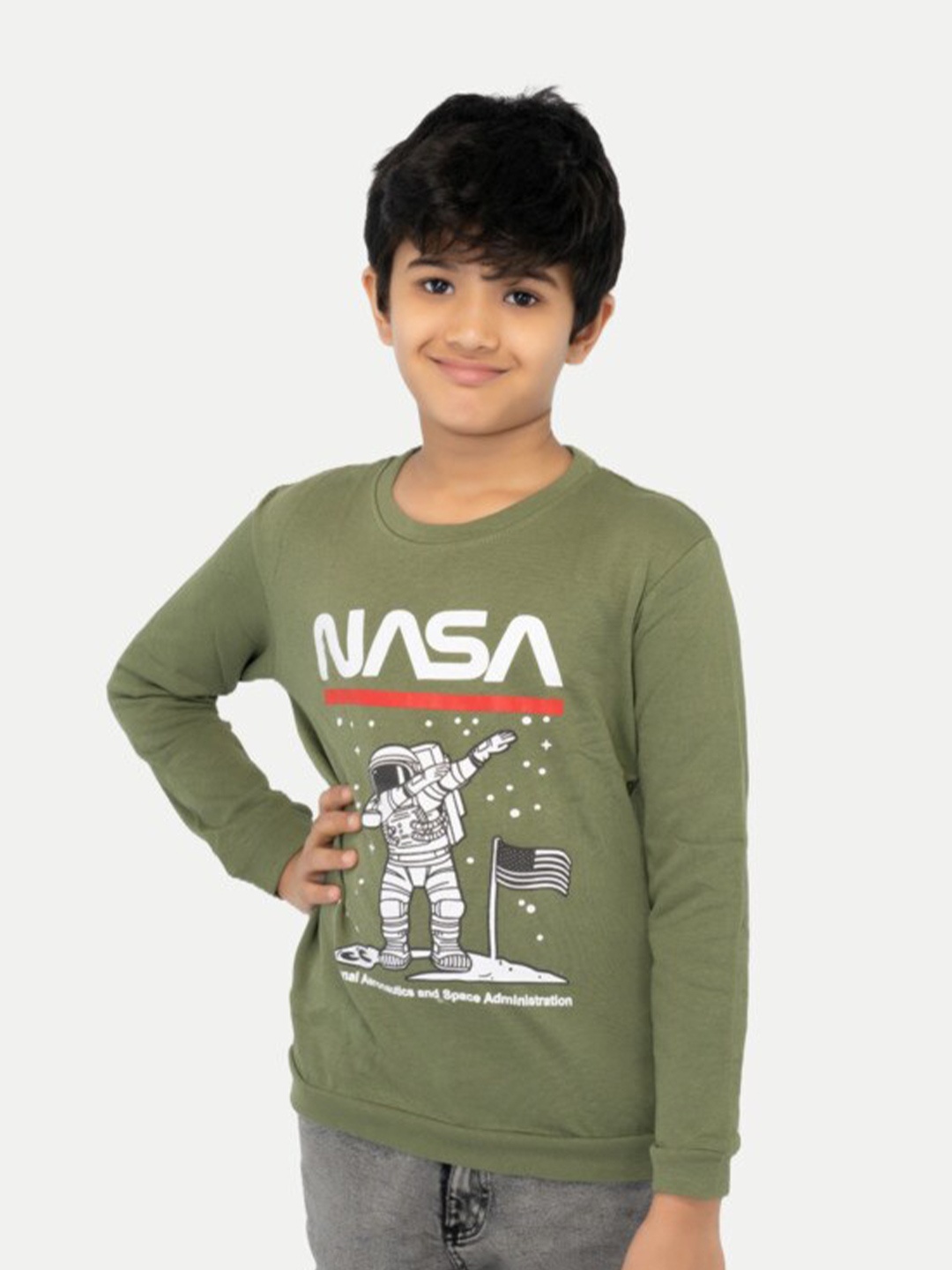 

BAESD Boys NASA Printed Pullover Cotton Sweatshirt, Green