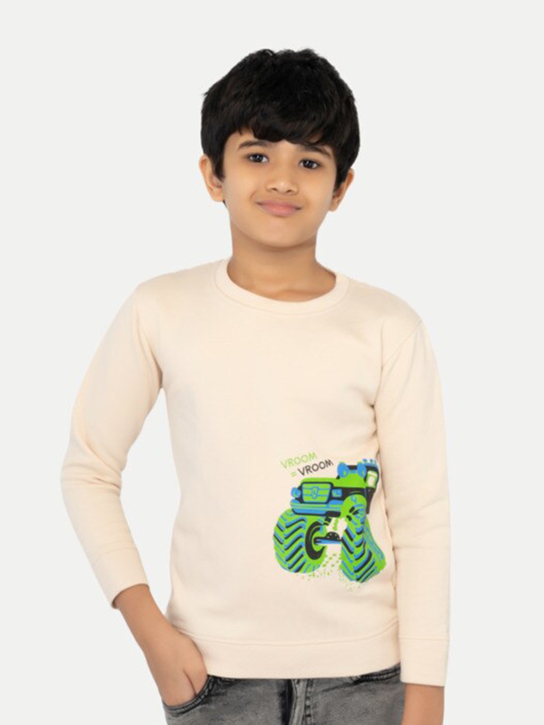 

BAESD Boys Graphic Printed Pullover Cotton Sweatshirt, Beige
