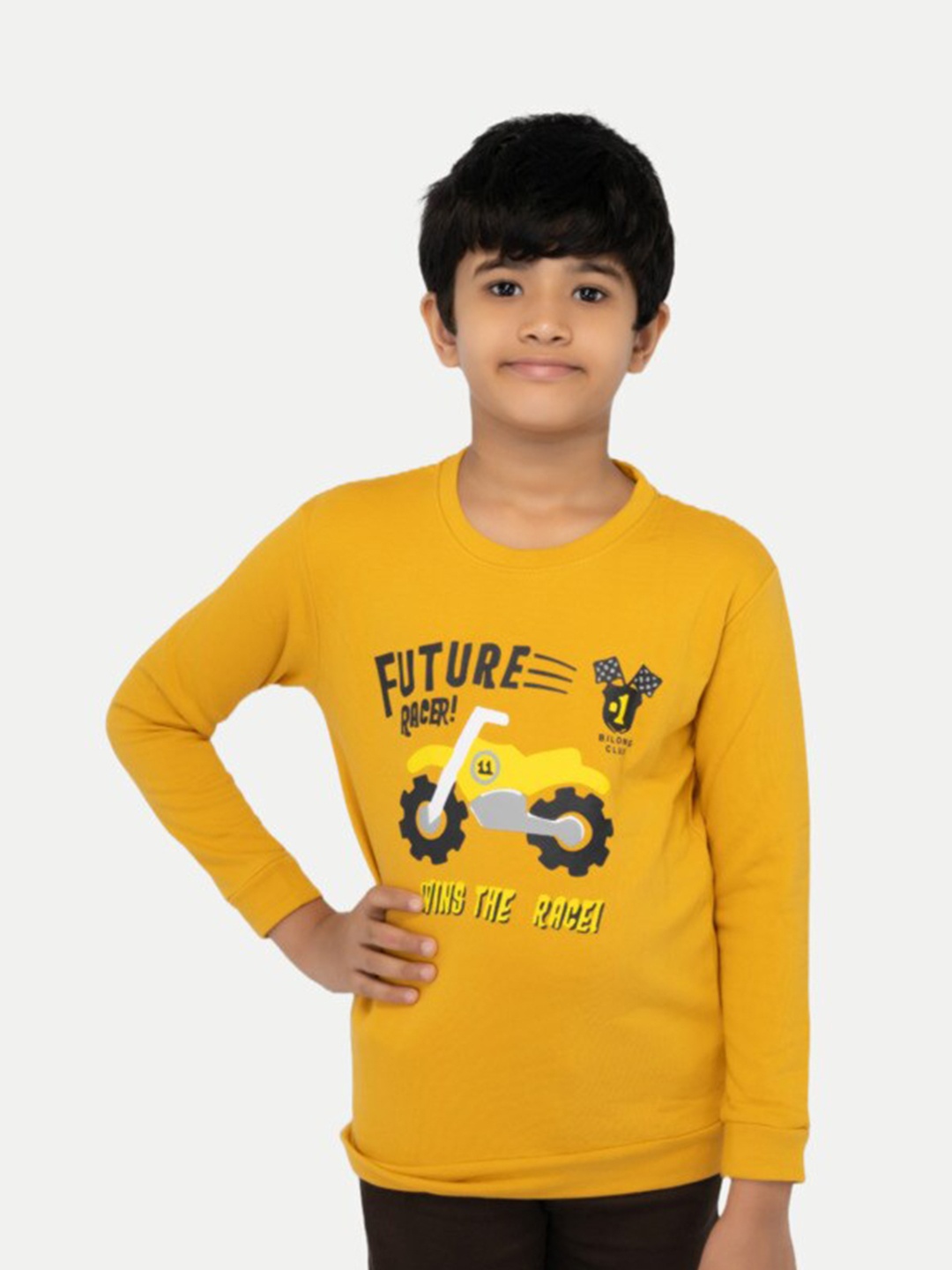 

BAESD Boys Typography Printed Pullover Cotton Sweatshirt, Yellow