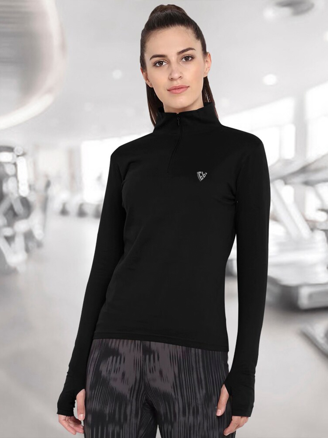 

Eyebogler High Neck Fitted Top, Black