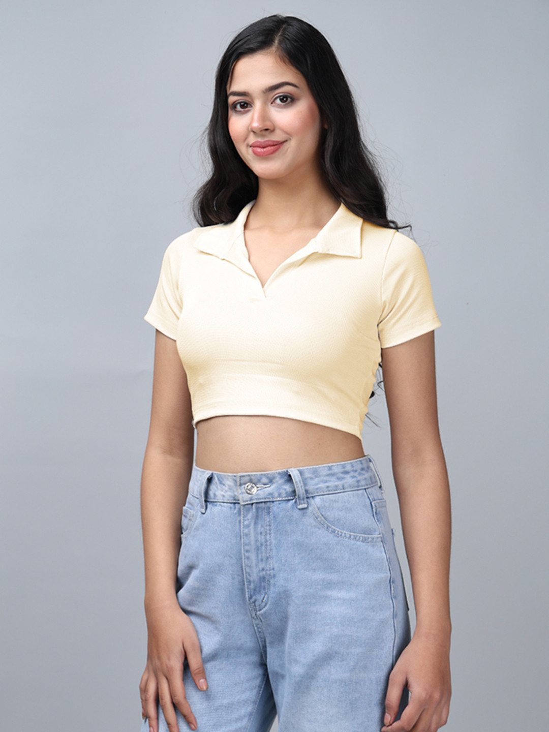 

Eyebogler Slim Fit Crop Top, Beige