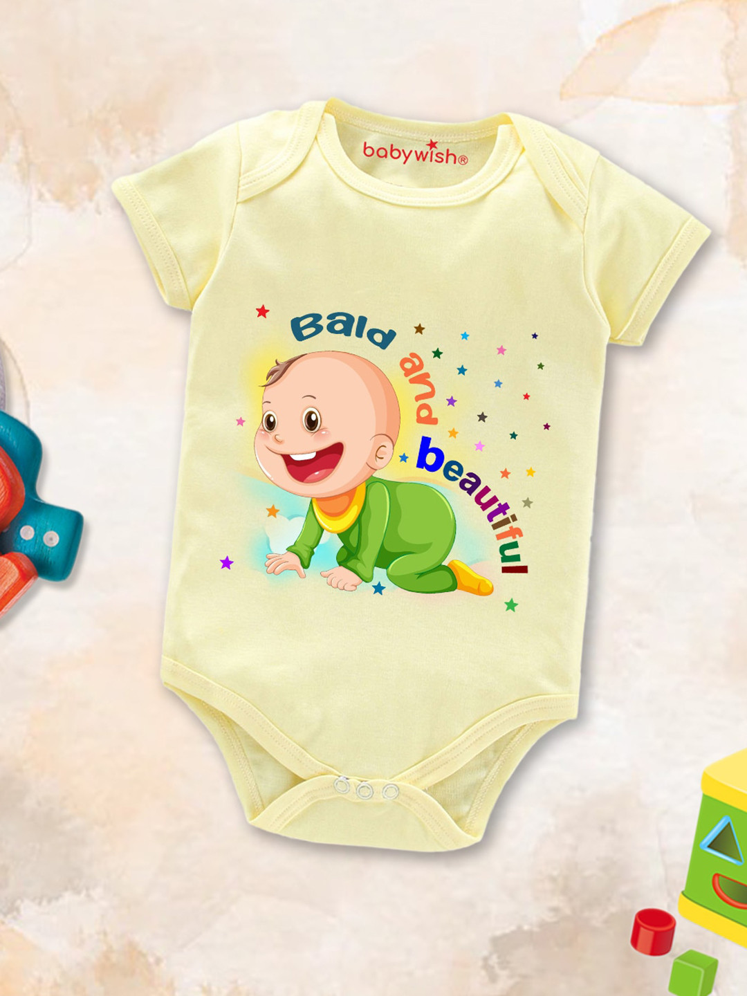 

Babywish Infants Mundan Ceremony Printed Cotton Bodysuit, Yellow