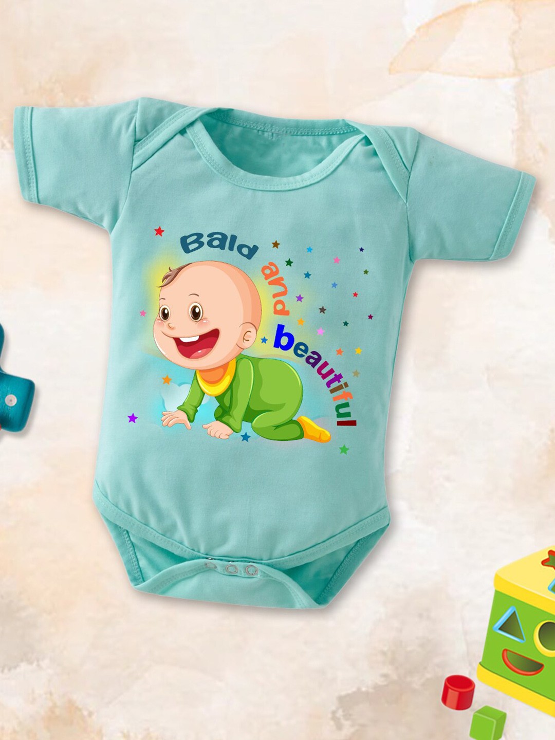 

Babywish Infants Mundan Ceremony Printed Cotton Bodysuit, Sea green