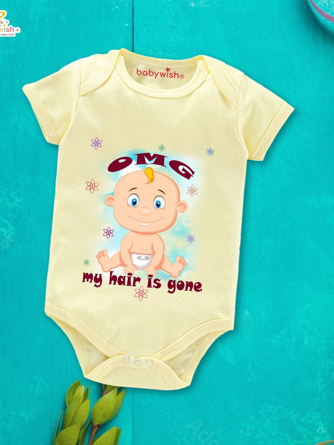

Babywish Infants Printed Envelop Neck Cotton Bodysuit, Yellow