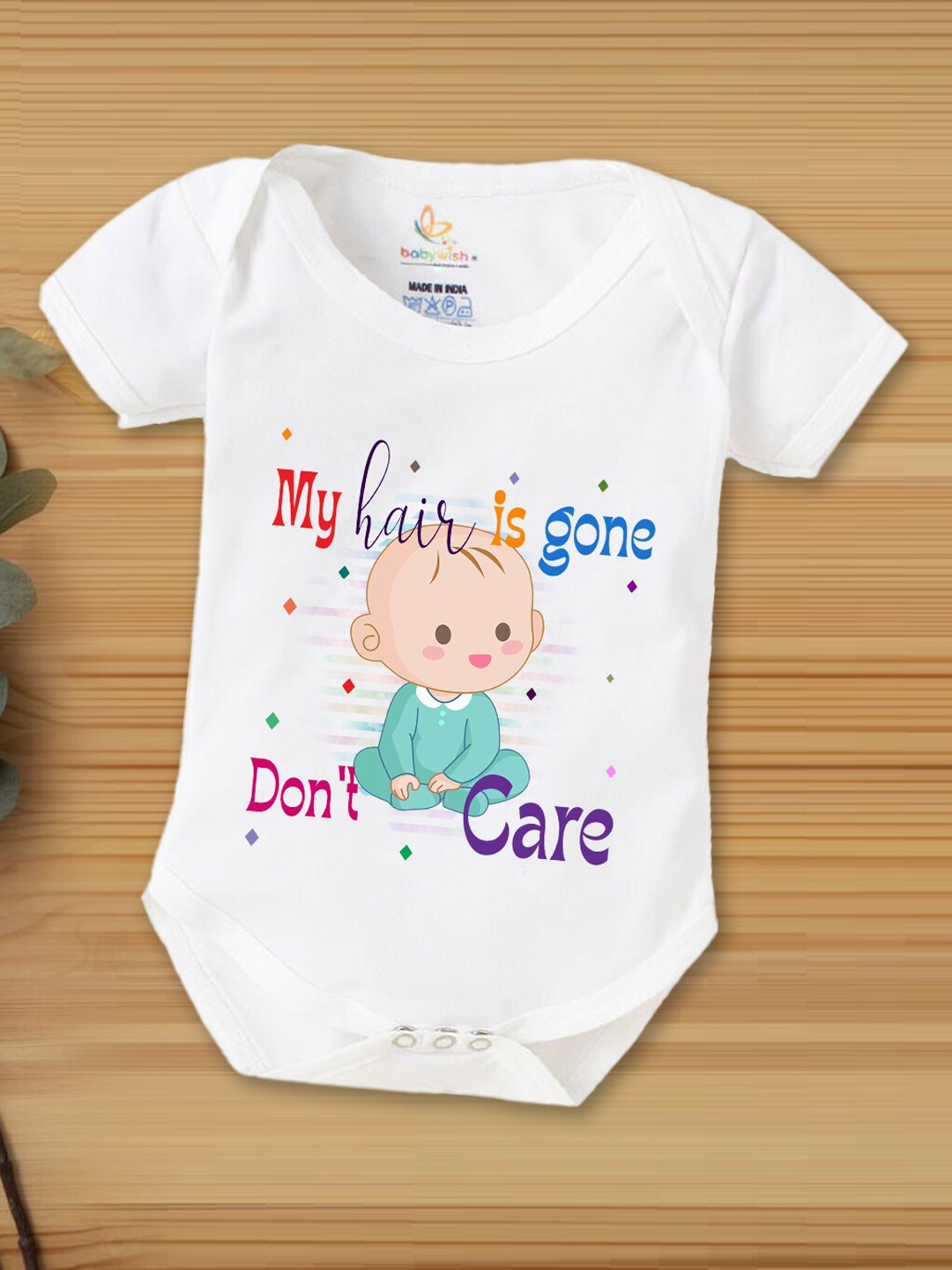 

Babywish Infants Graphic Printed Cotton Bodysuit, White