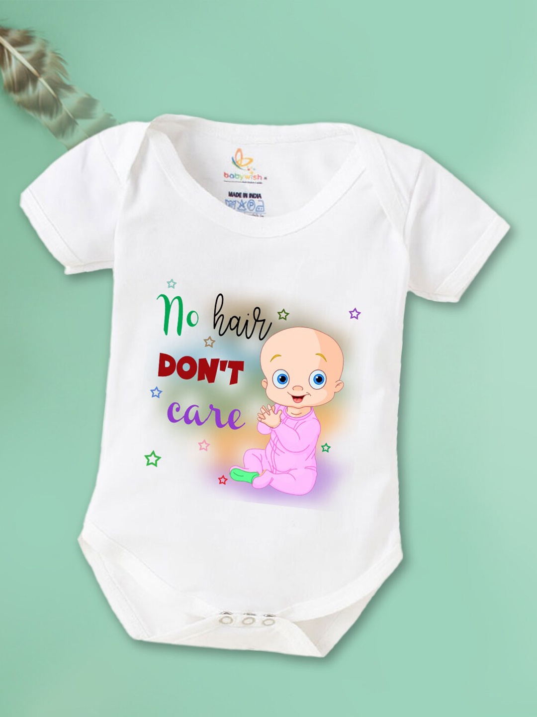 

Babywish Infants Typographic Printed Cotton Bodysuit, White