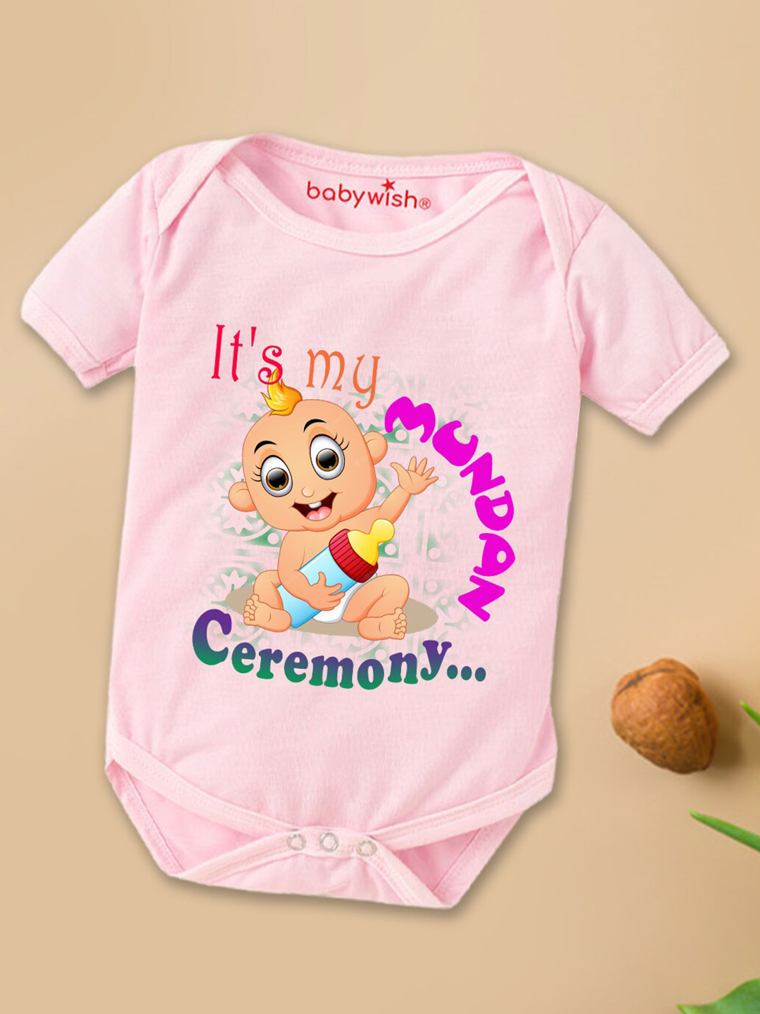

Babywish Infants Typographic Printed Cotton Bodysuit, Pink