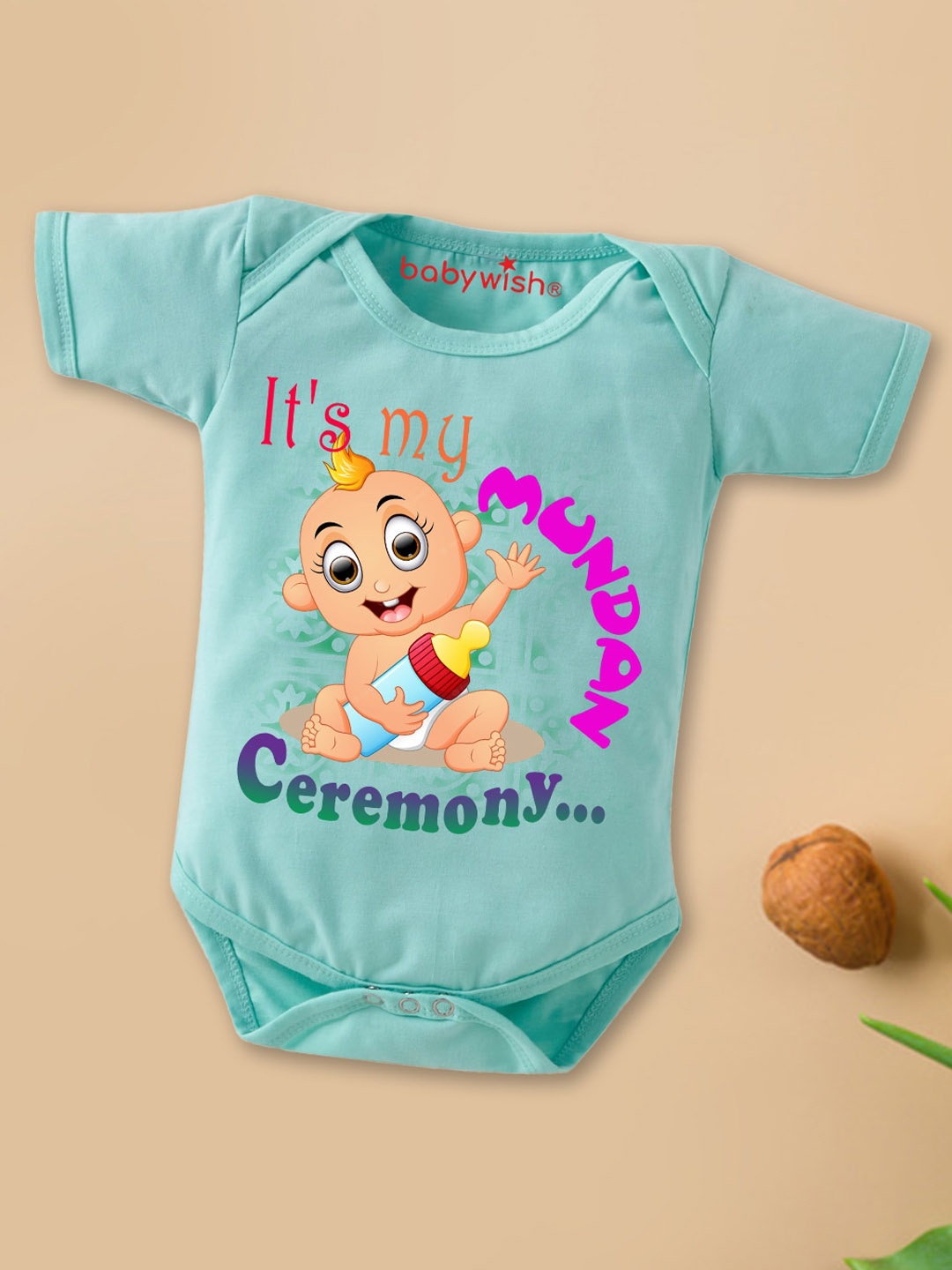 

Babywish Infant Graphic Printed Cotton Bodysuit, Sea green