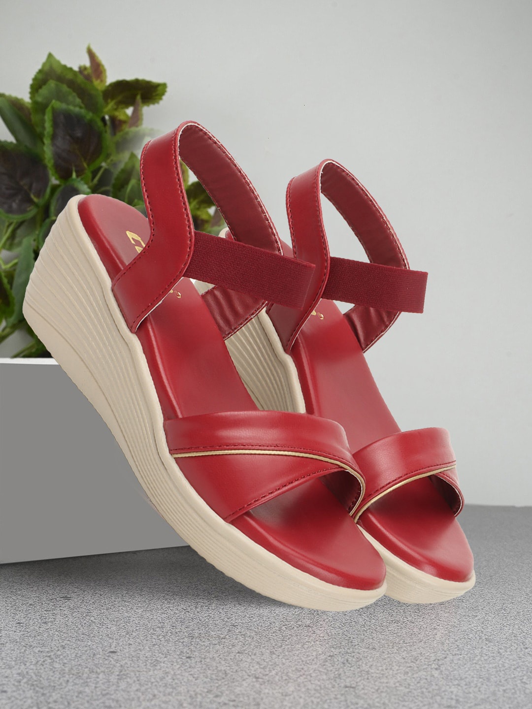 

Colo Open Toe Wedge Heels, Maroon