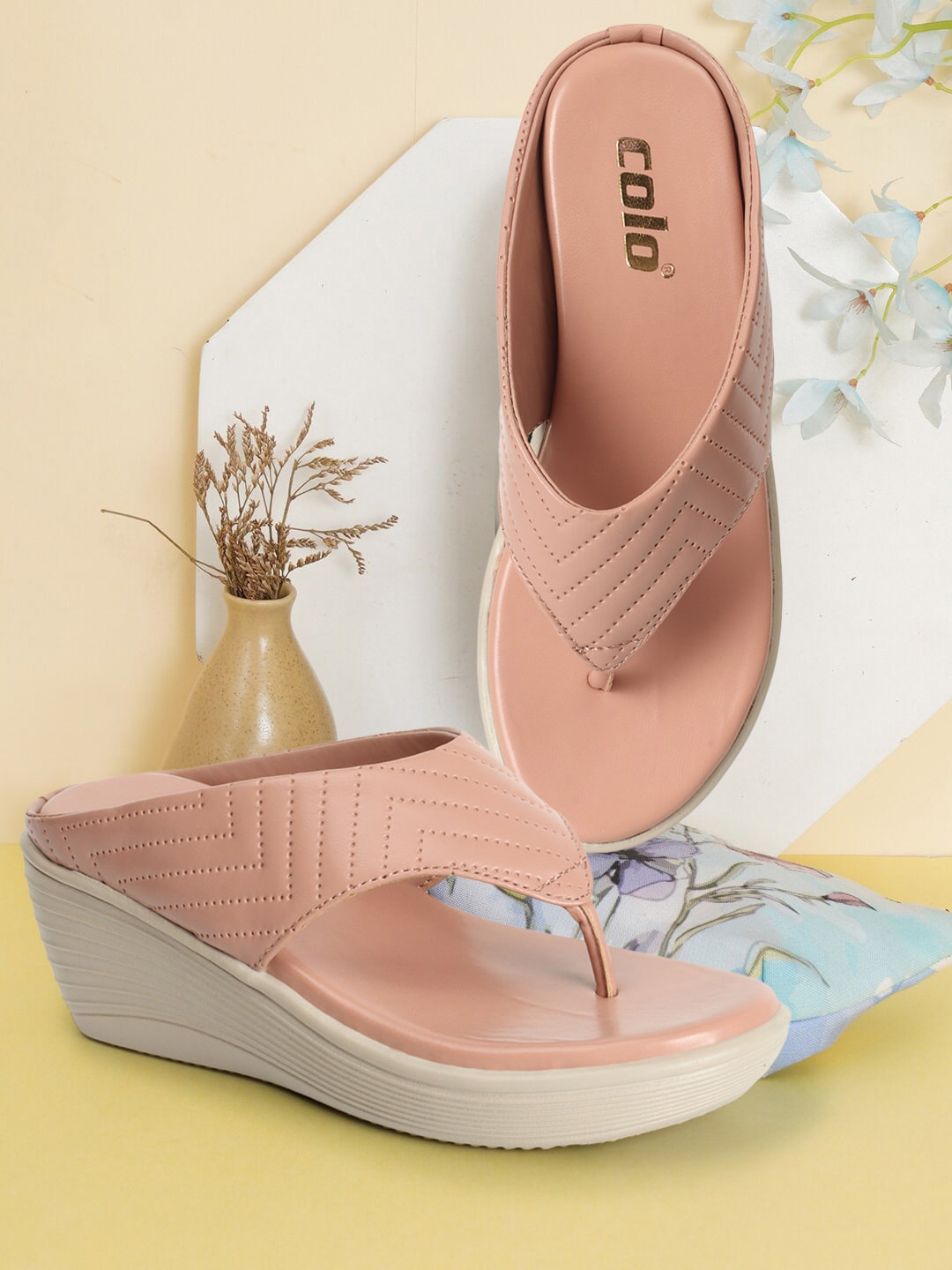 

Colo Textured Open Toe Wedge Heels, Peach