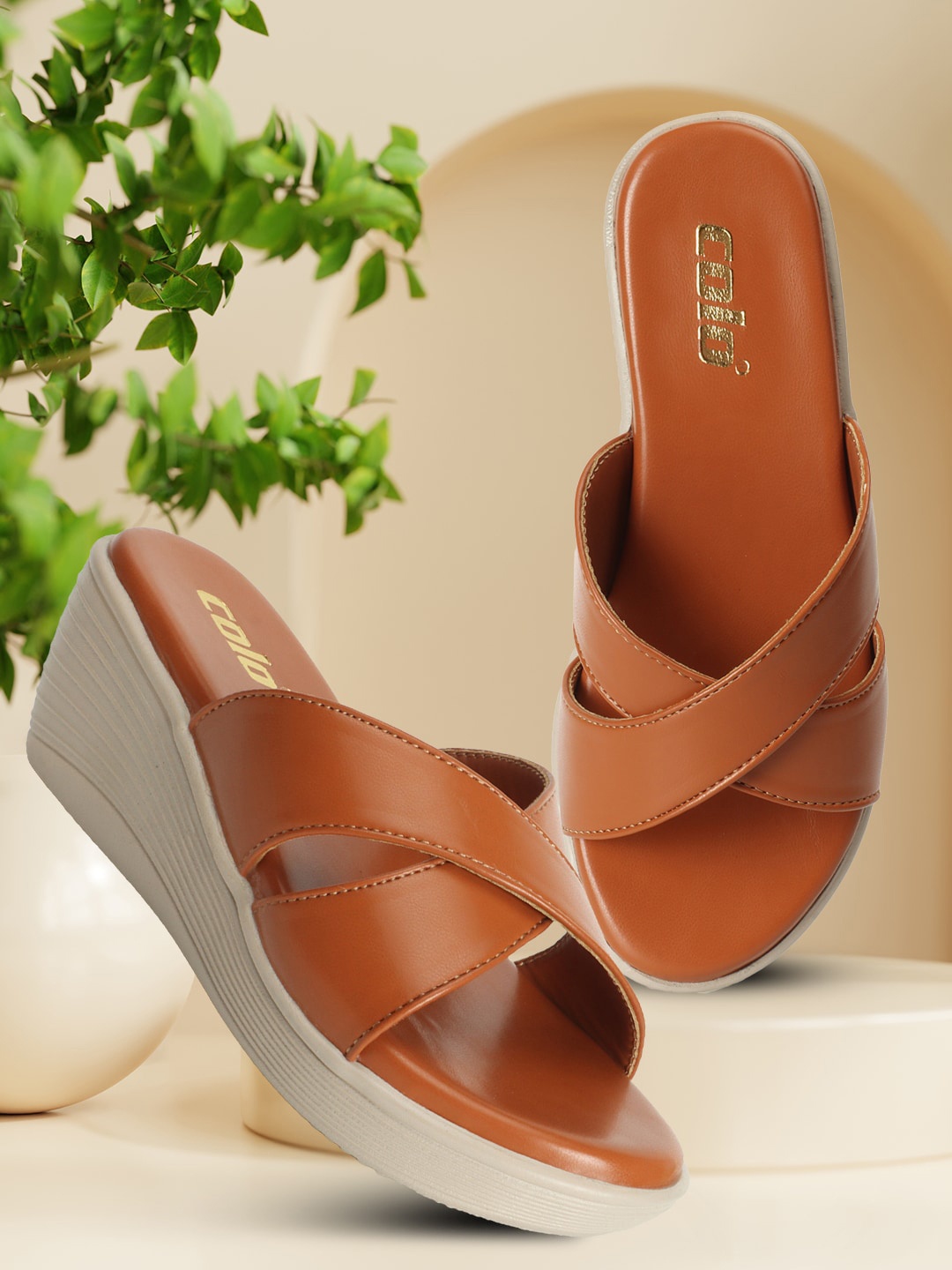 

Colo Open Toe Wedge Heels, Tan