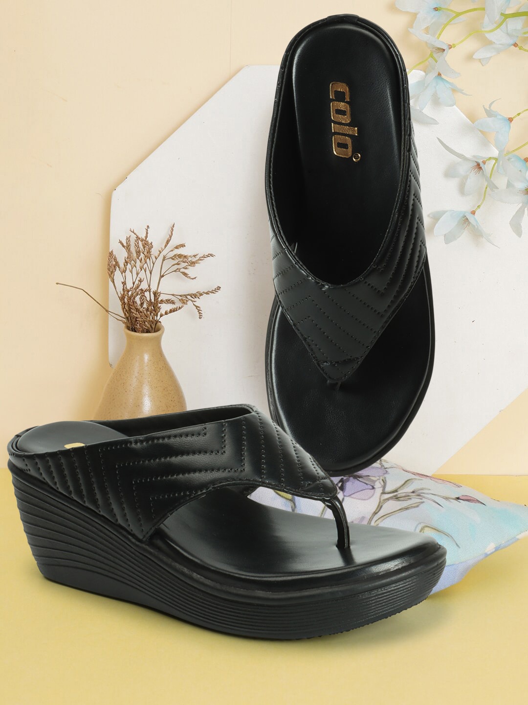 

Colo Textured Wedge Heels, Black