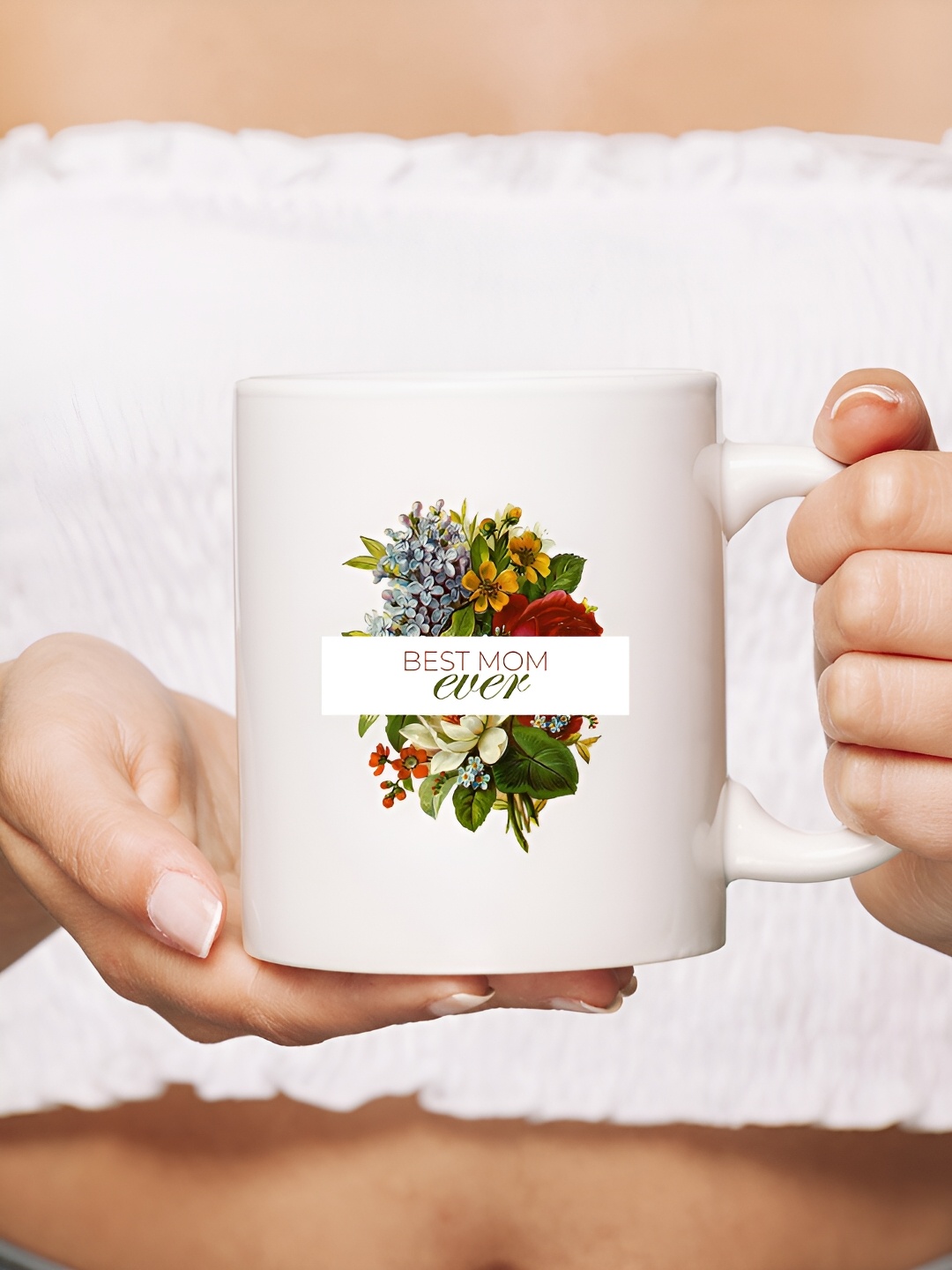 

The Decor Lane White Printed Ceramic Glossy Mugs 325 ml