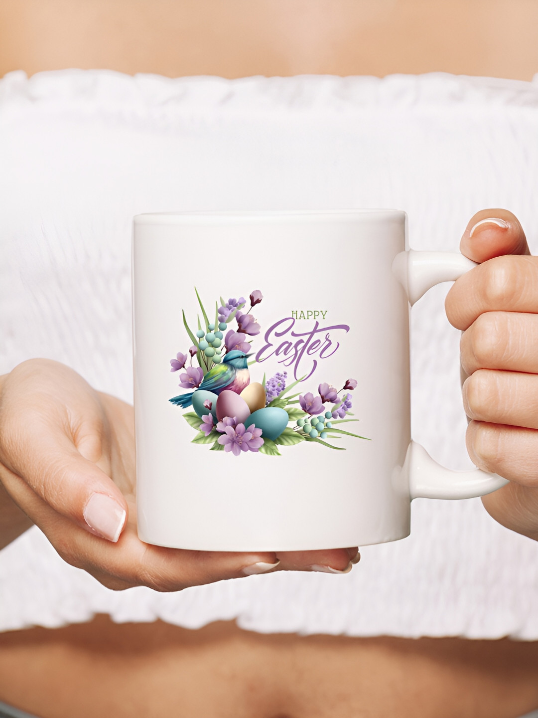 

The Decor Lane White Printed Ceramic Glossy Mug 325 ml