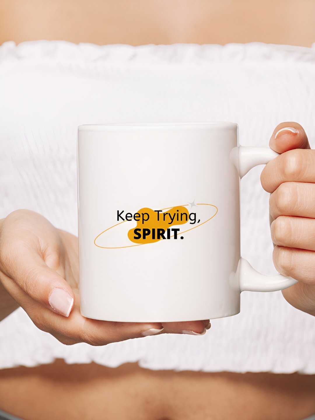 

The Decor Lane White Printed Ceramic Glossy Mugs 325 ml