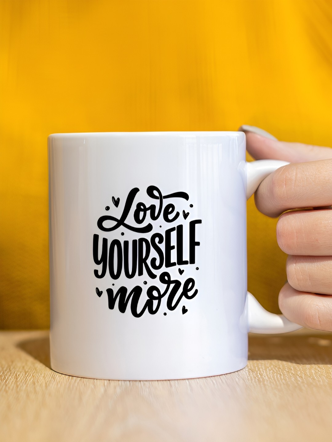 

The Decor Lane White Black Typography Printed Ceramic Glossy Mug 325 ml