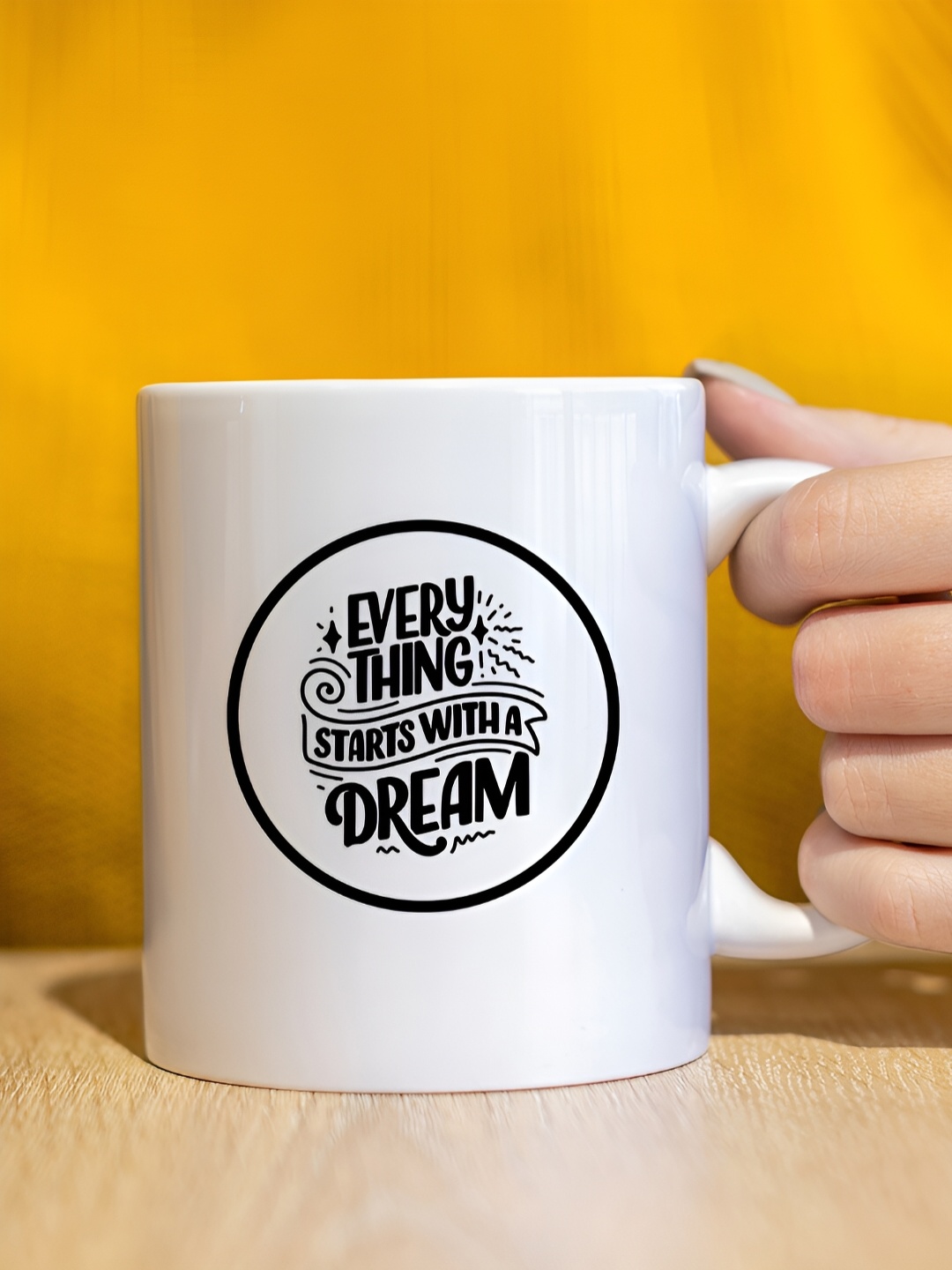 

The Decor Lane White Black Typography Printed Ceramic Glossy Mug 325 ml