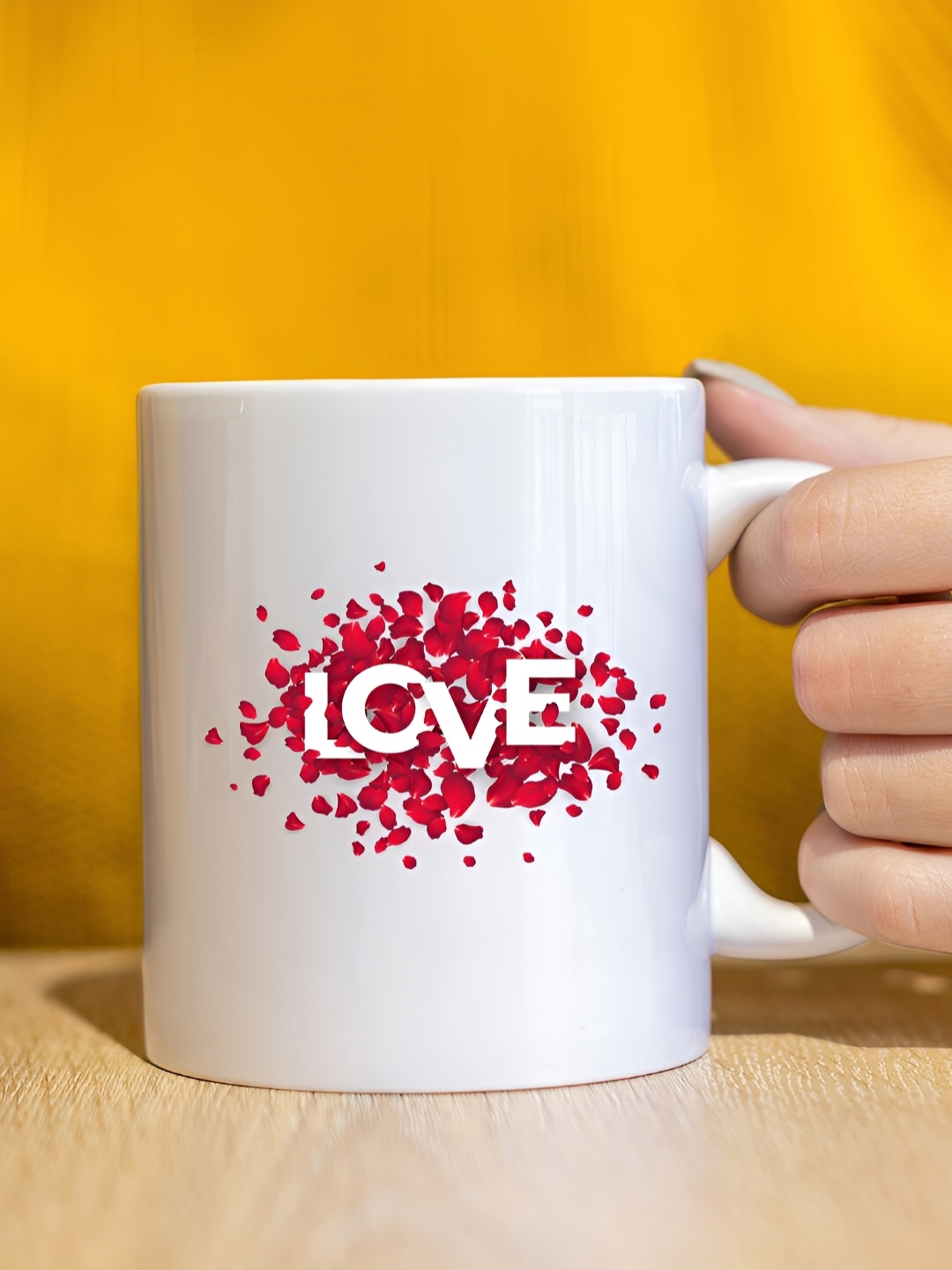 

The Decor Lane White Red Typography Printed Ceramic Glossy Mug 325 ml