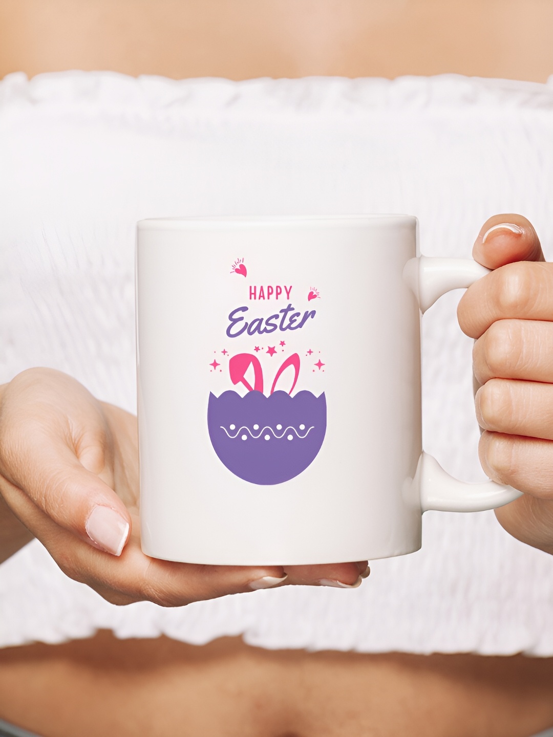 

The Decor Lane White Printed Ceramic Glossy Mugs 325 ml