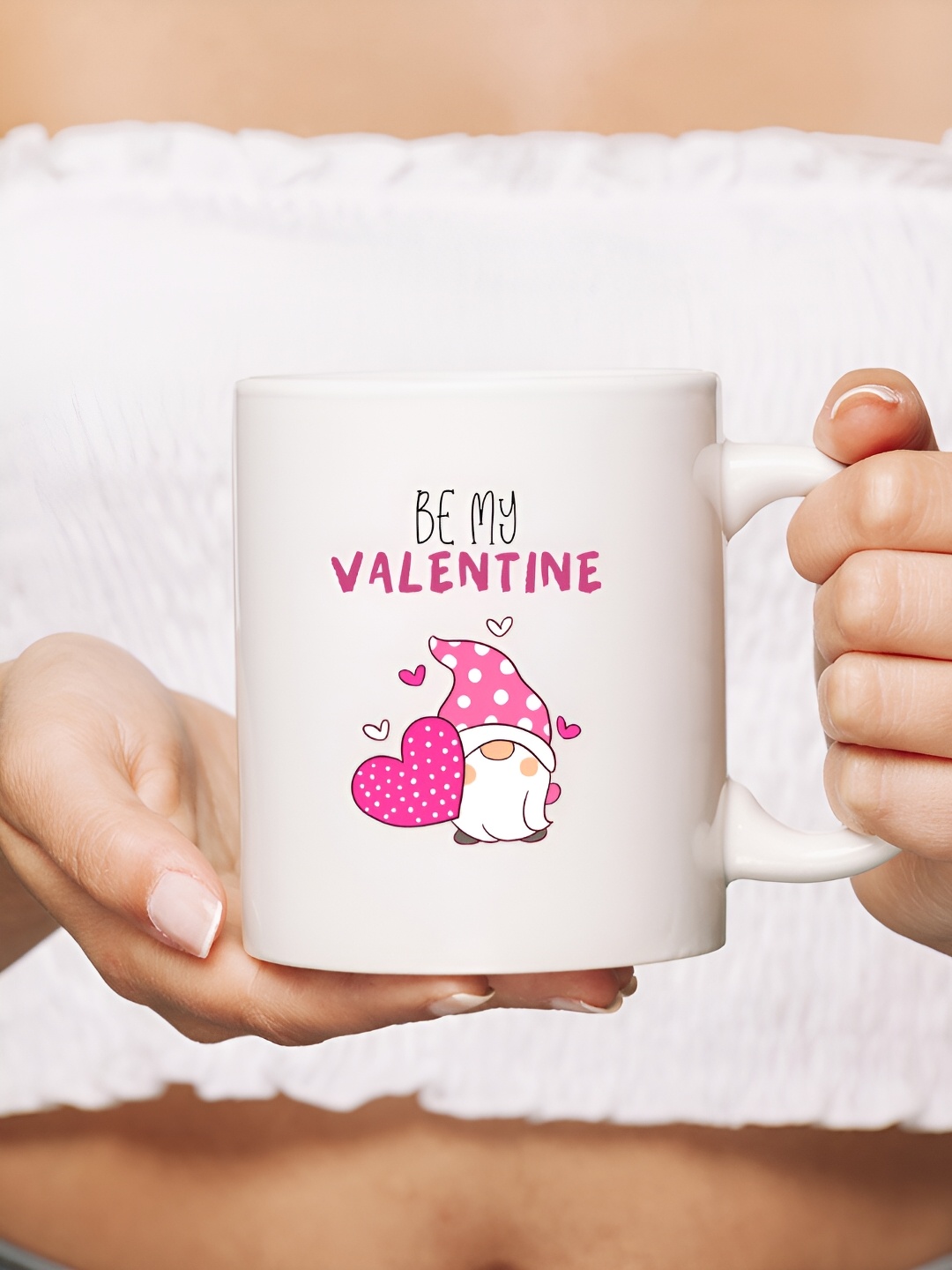 

The Decor Lane White Pink Typography Printed Ceramic Glossy Mug 325 ml