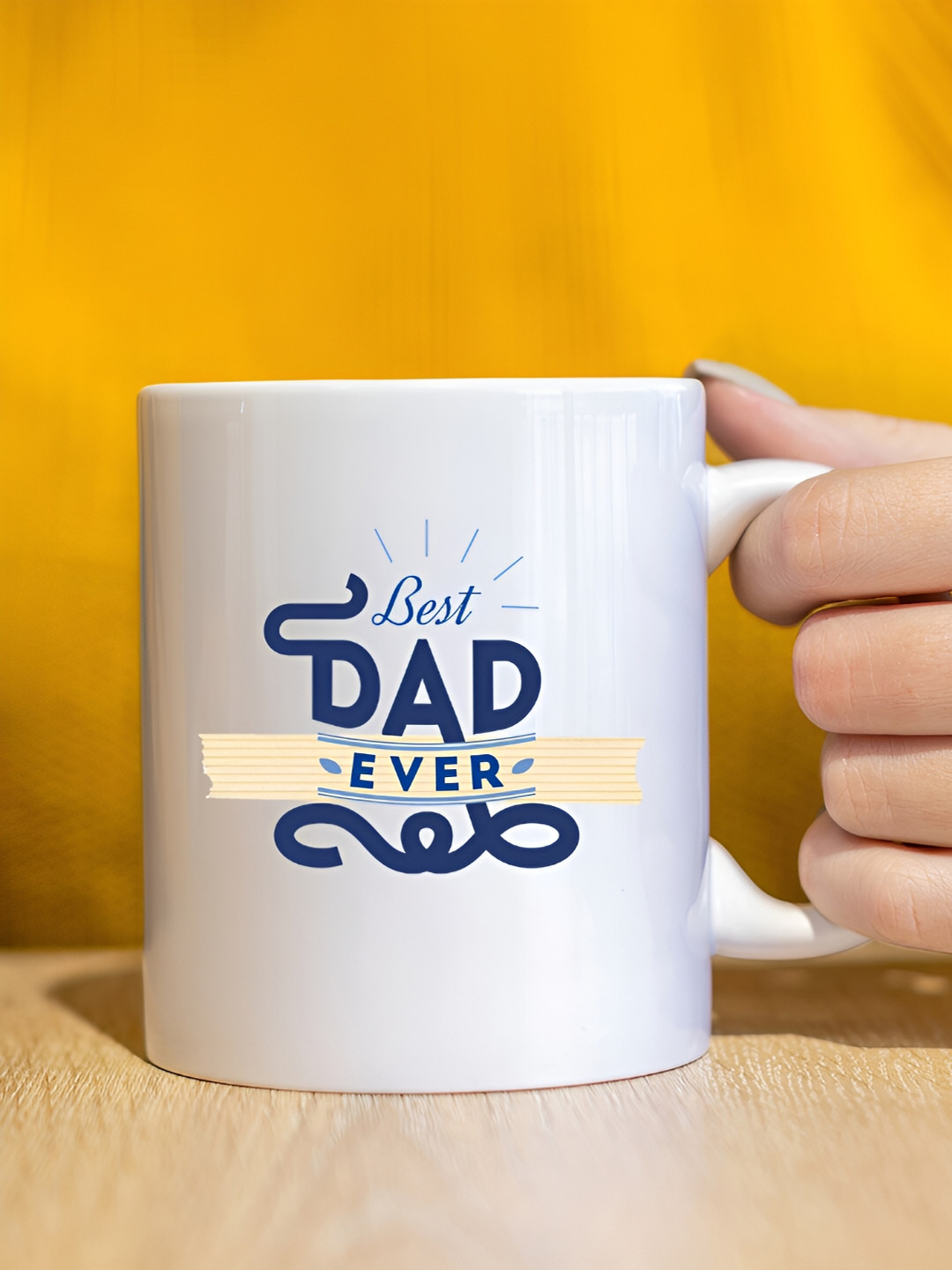 

The Decor Lane White Blue Typography Printed Ceramic Glossy Mug 325 ml