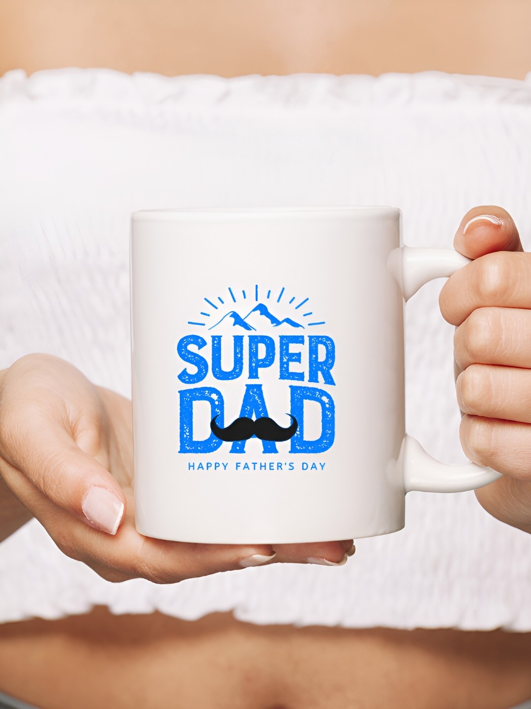 

The Decor Lane White Blue Typography Printed Ceramic Glossy Mug 325 ml