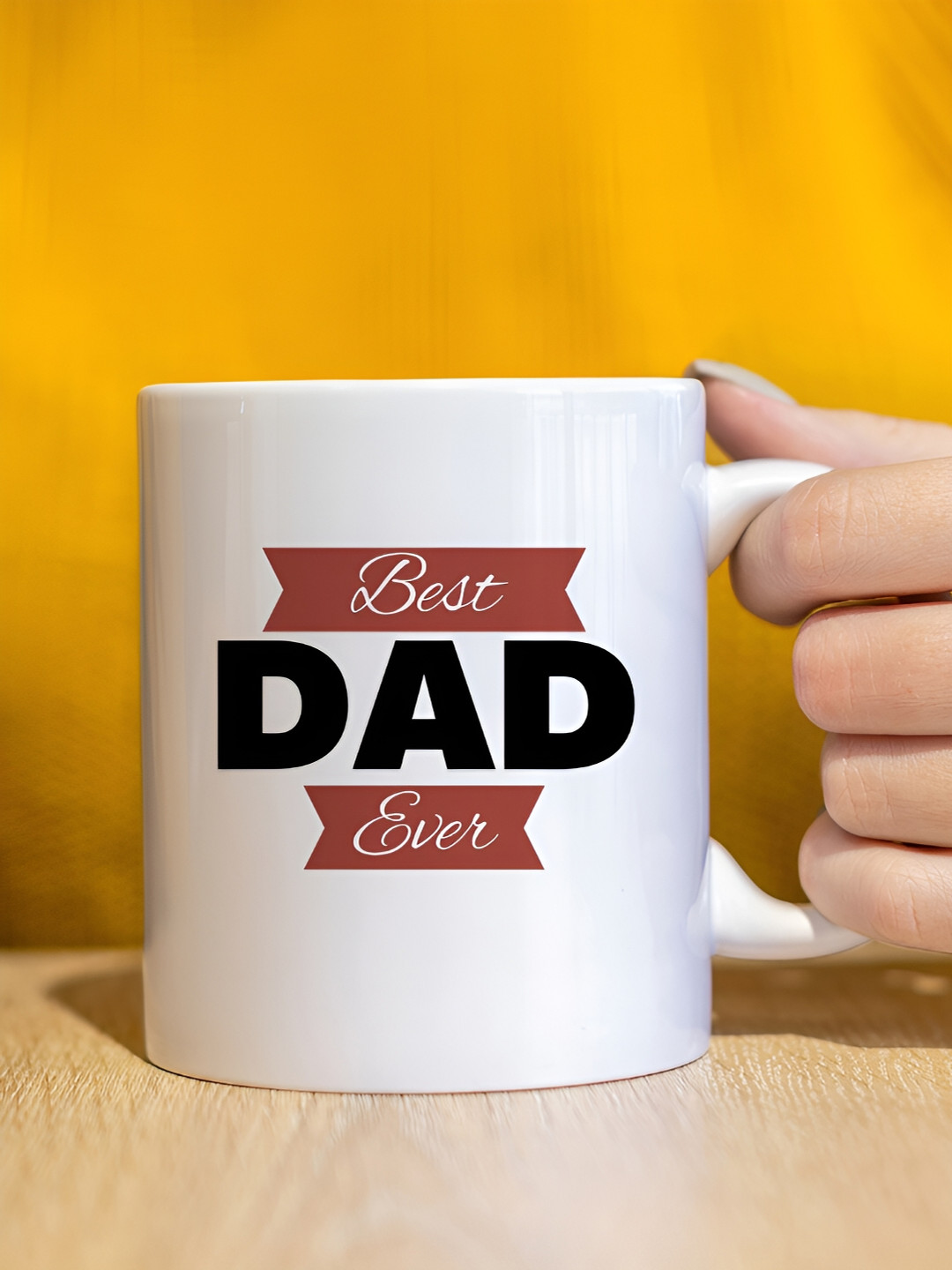 

The Decor Lane White Red Typography Printed Ceramic Glossy Mug 325 ml